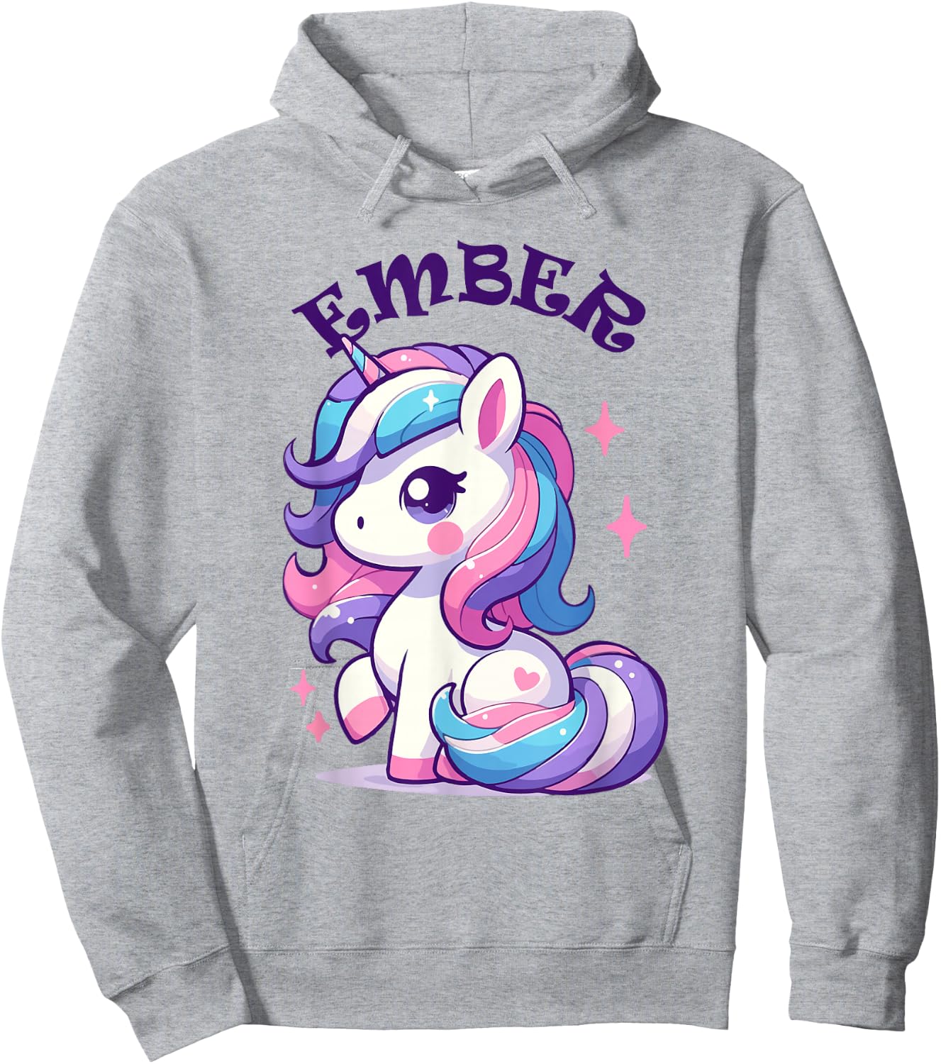Ember Cute Unicorn Design for Girls Name Ember Hoodie - Hoodie | Ash