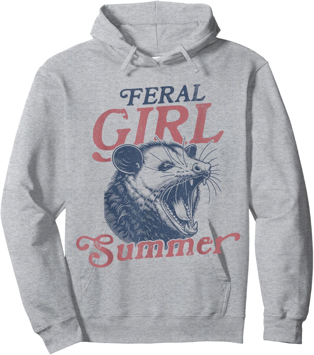 Vintage Feral Girl Summer Opossum Hoodie - Hoodie | Ash