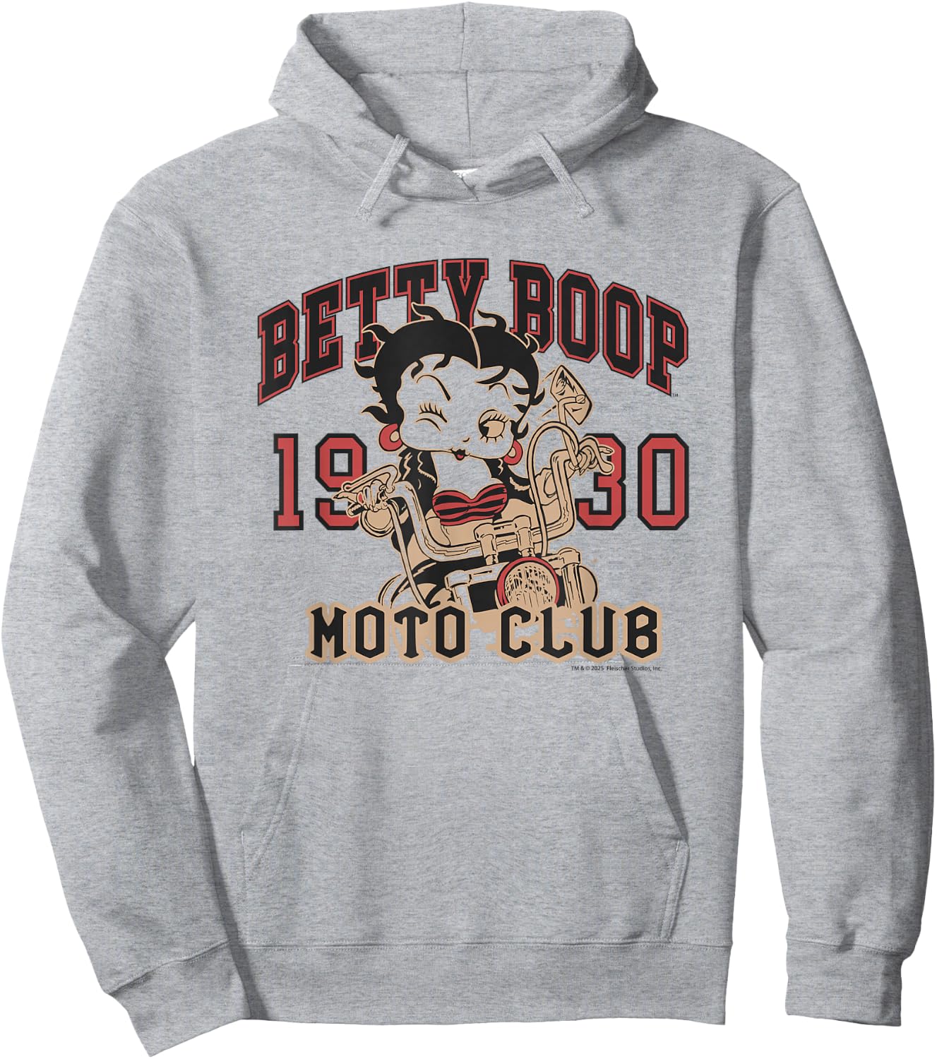 Betty Boop Moto Club Vintage Ride 1930 Biker Hoodie - Hoodie | Ash