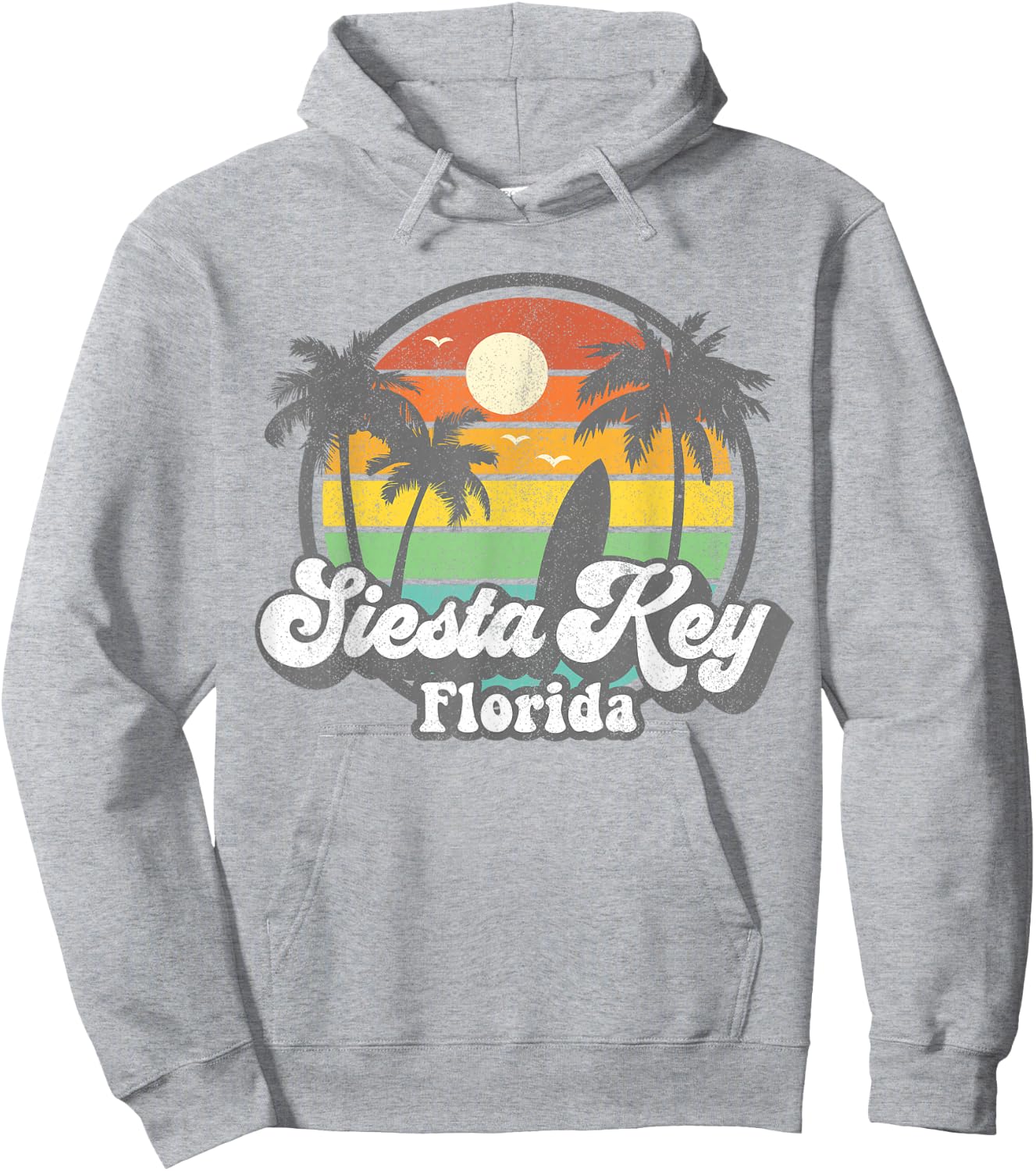 Vintage Siesta Key Beach Florida Surfing Retro 70s Surf Gift Women Girls Kids Hoodie - Hoodie | Ash