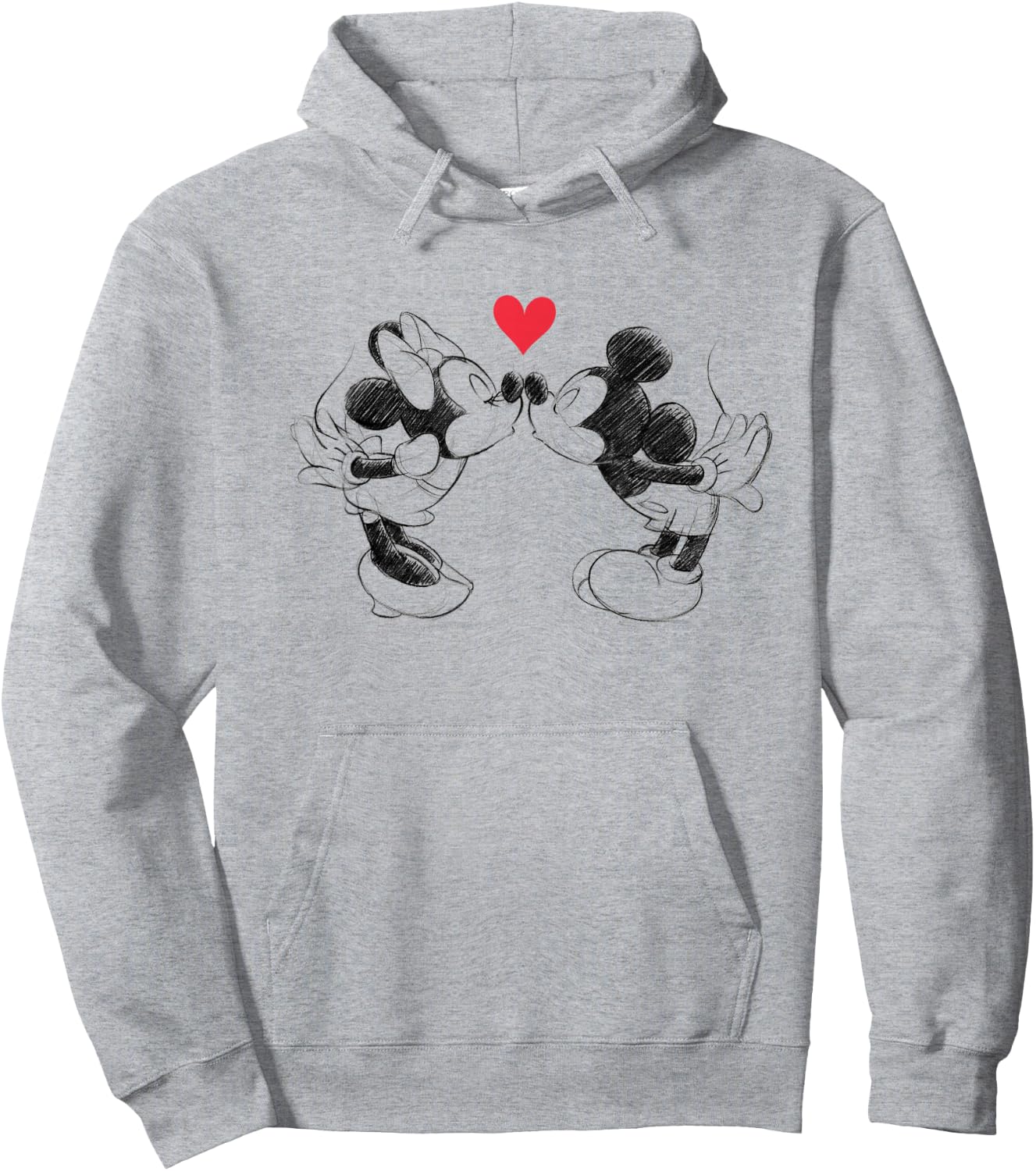 Disney Mickey Mouse and Minnie Sketch Kiss Valentine's Day , White Hoodie - Hoodie | Ash