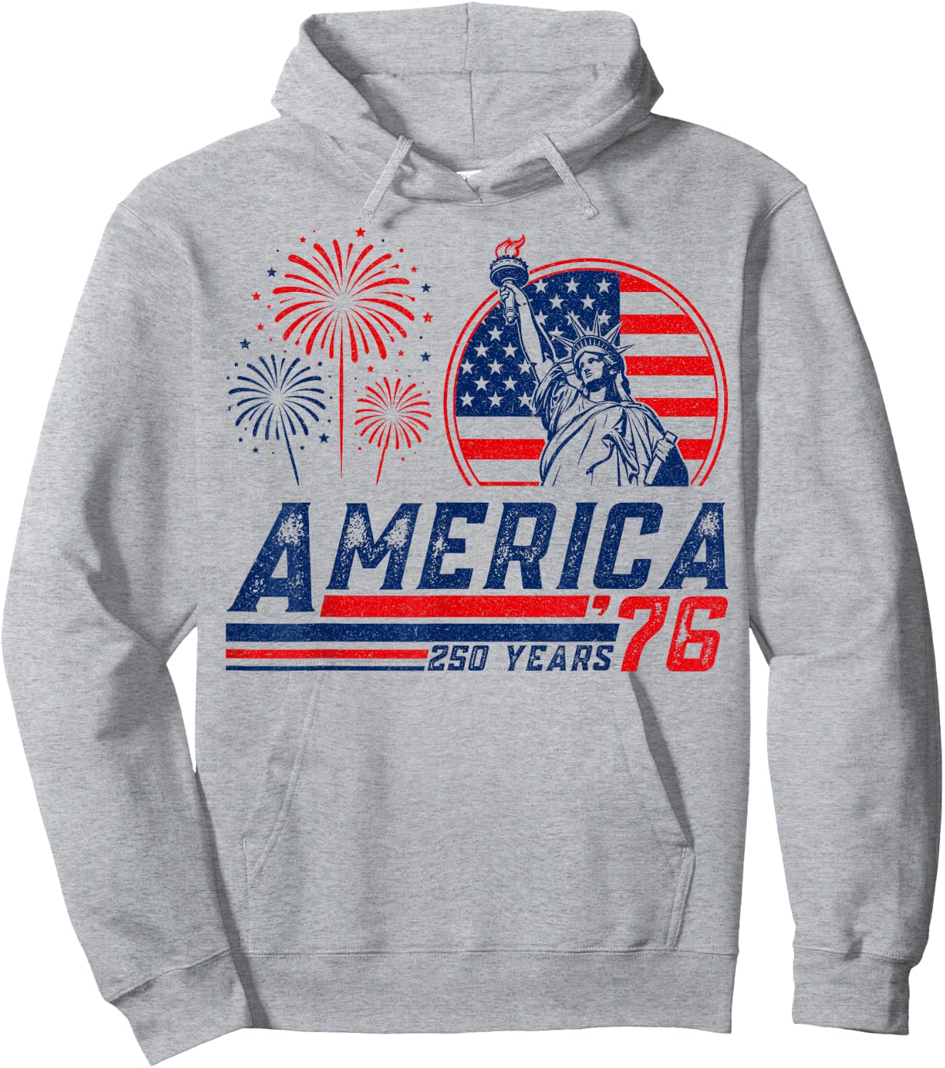 America Retro 250th Anniversary USA 1776 2026 4th of July Hoodie - Hoodie | Ash