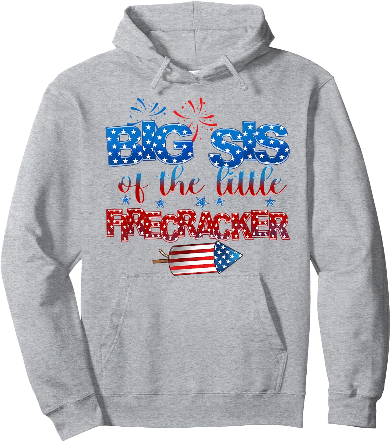 Big Sis of The Little Firecracker 4th of July Birthday Hoodie - Hoodie | Ash