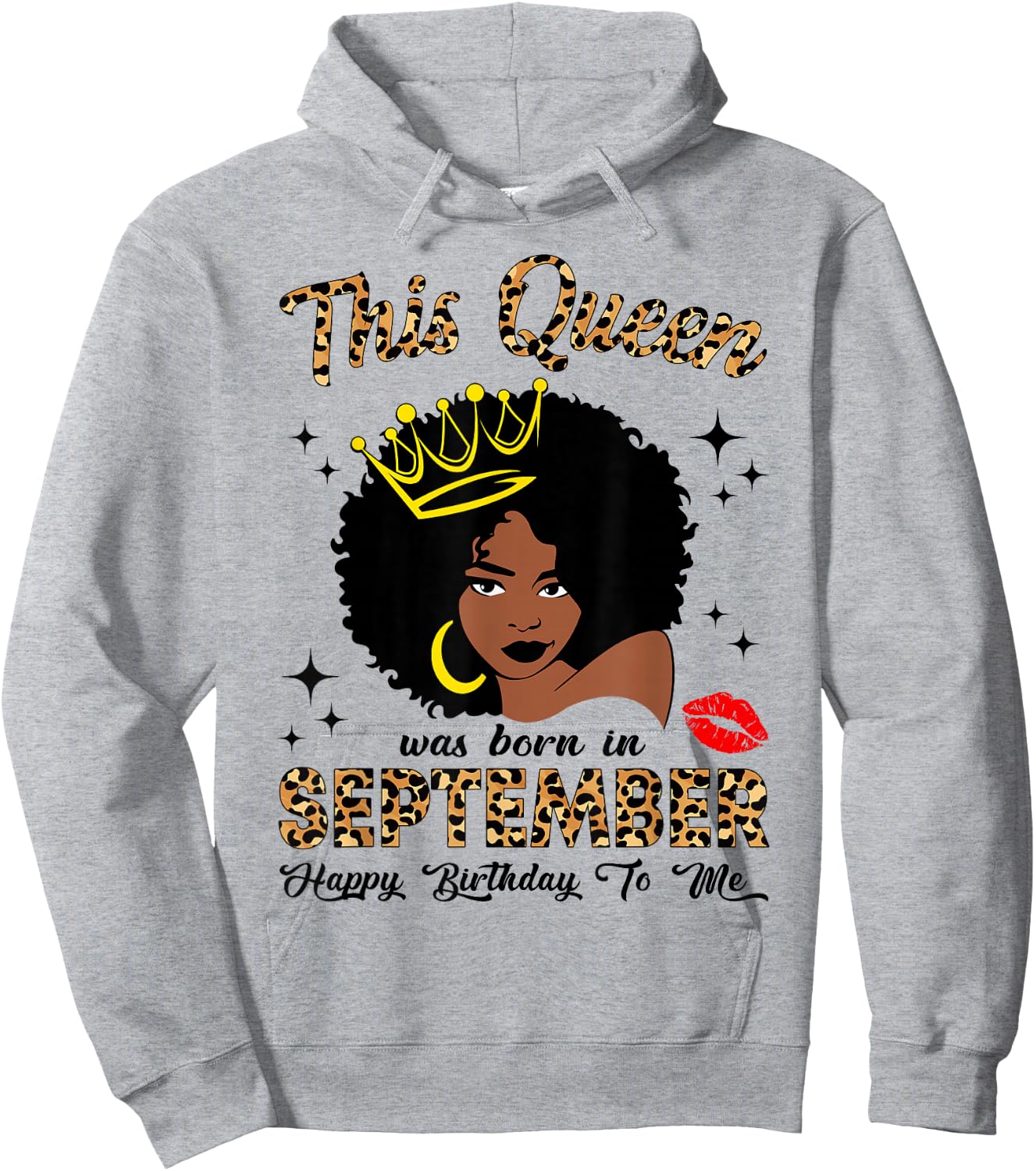 This Queen was Born in September Birthday Leopard Afro Women Hoodie - Hoodie | Ash