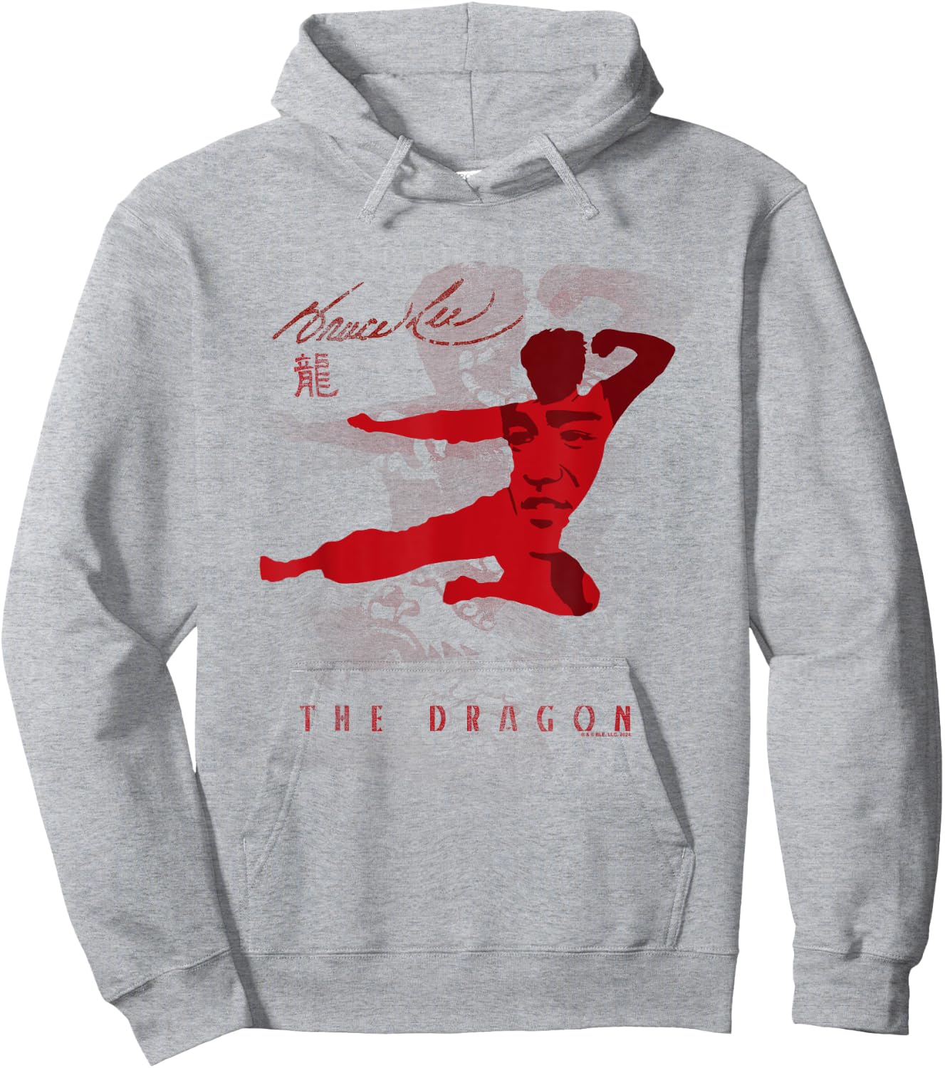 Bruce Lee The Dragon Flying Kick Silhouette Vintage , White Hoodie - Hoodie | Ash