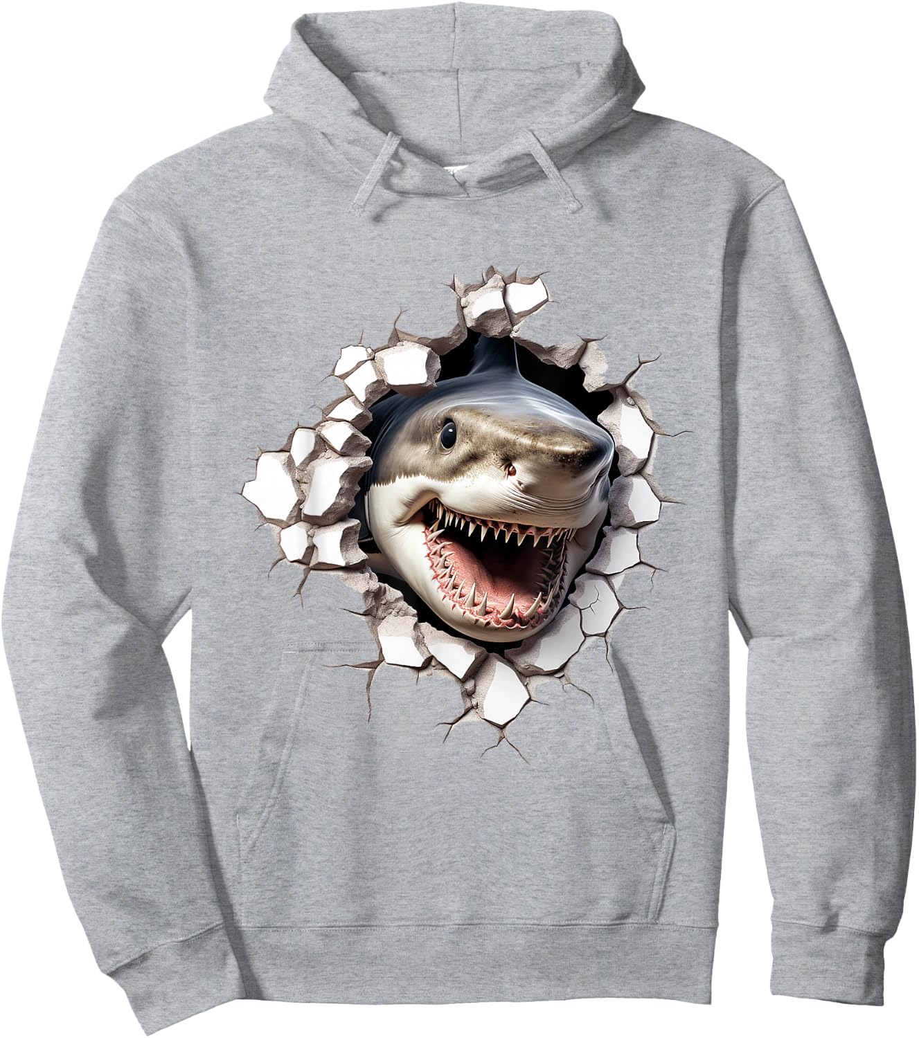 Animal Print Shark Drawing Illustration Drawing , white, S Hoodie - Hoodie | Ash