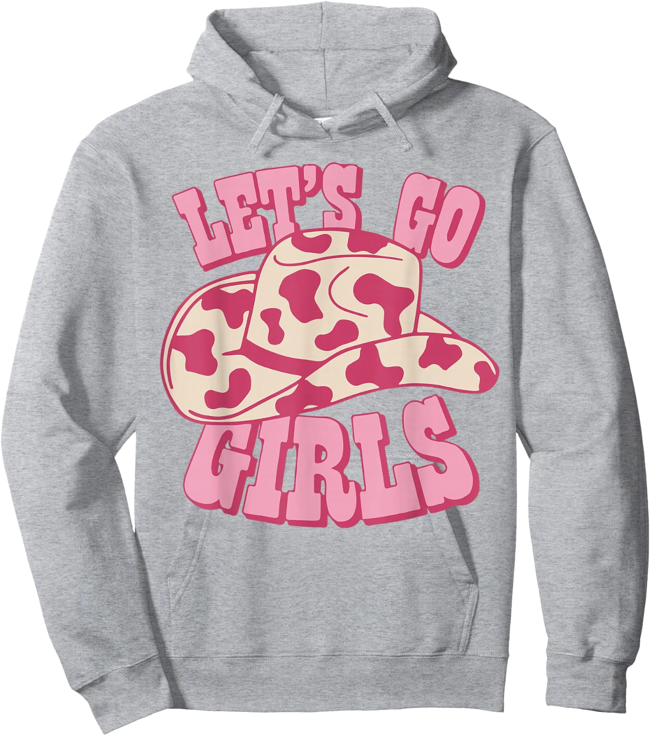 Vintage Cowboy Hat Let's Go Girls' Western Pink Cowgirls , White Hoodie - Hoodie | Ash