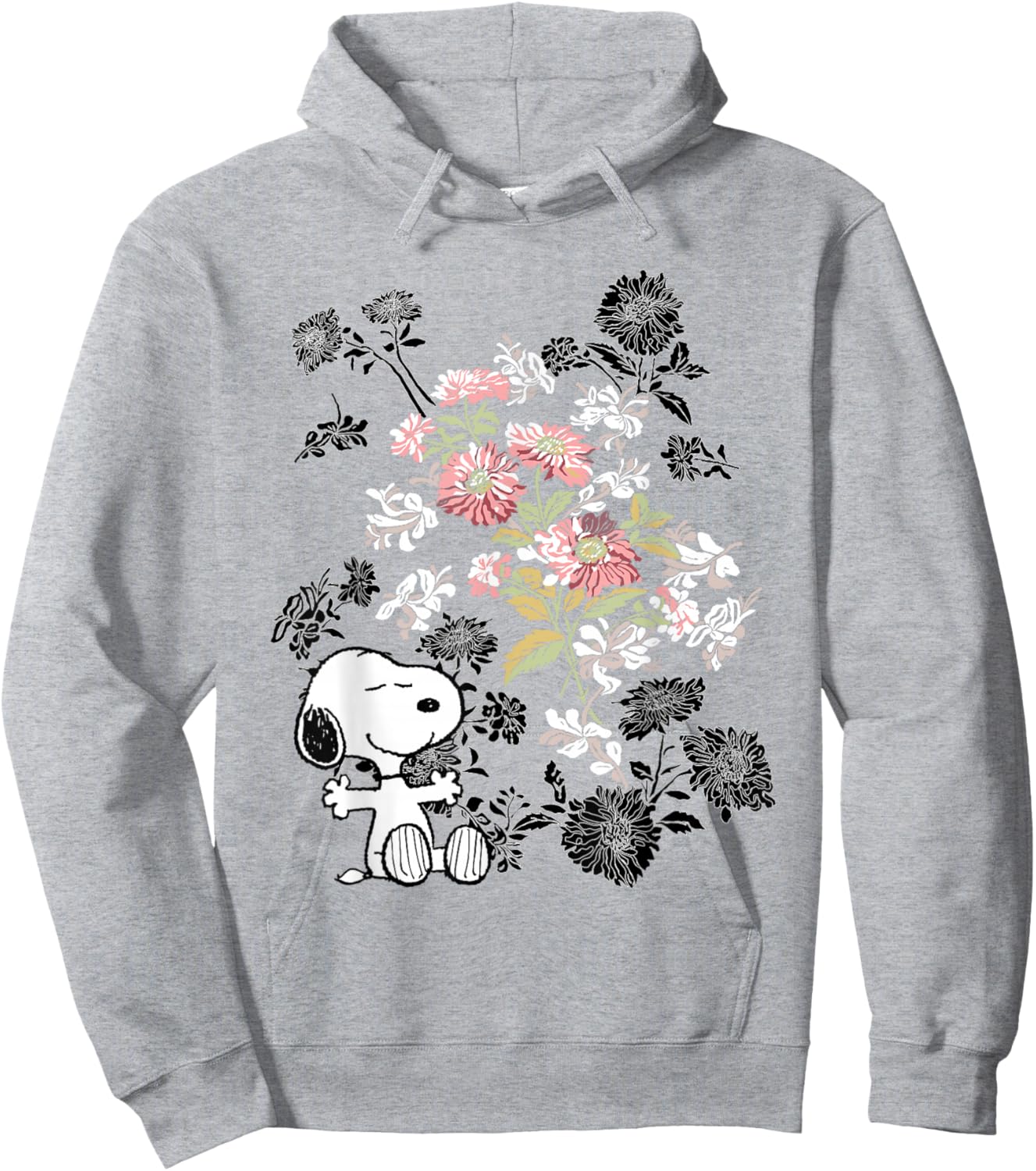 Peanuts Snoopy Flowers Hoodie - Hoodie | Ash
