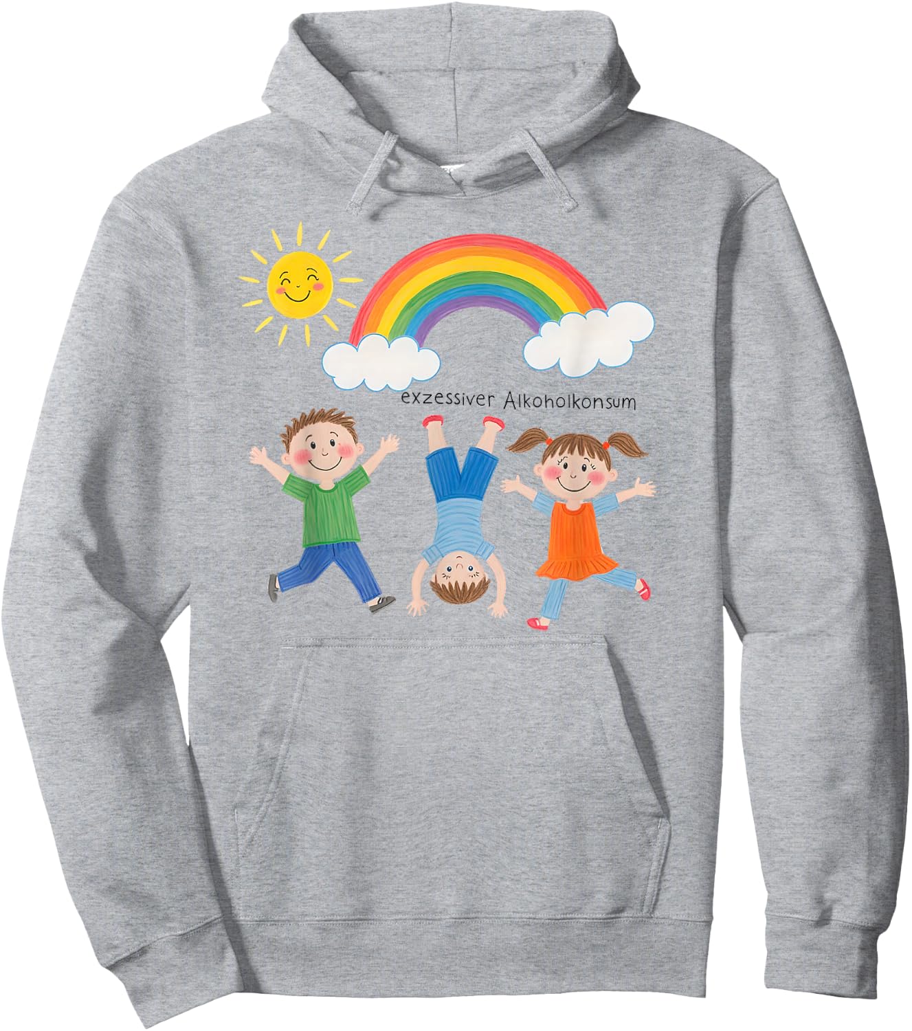 Excessive Alcohol Consumption X Funny Children's Drawing Hoodie - Hoodie | Ash