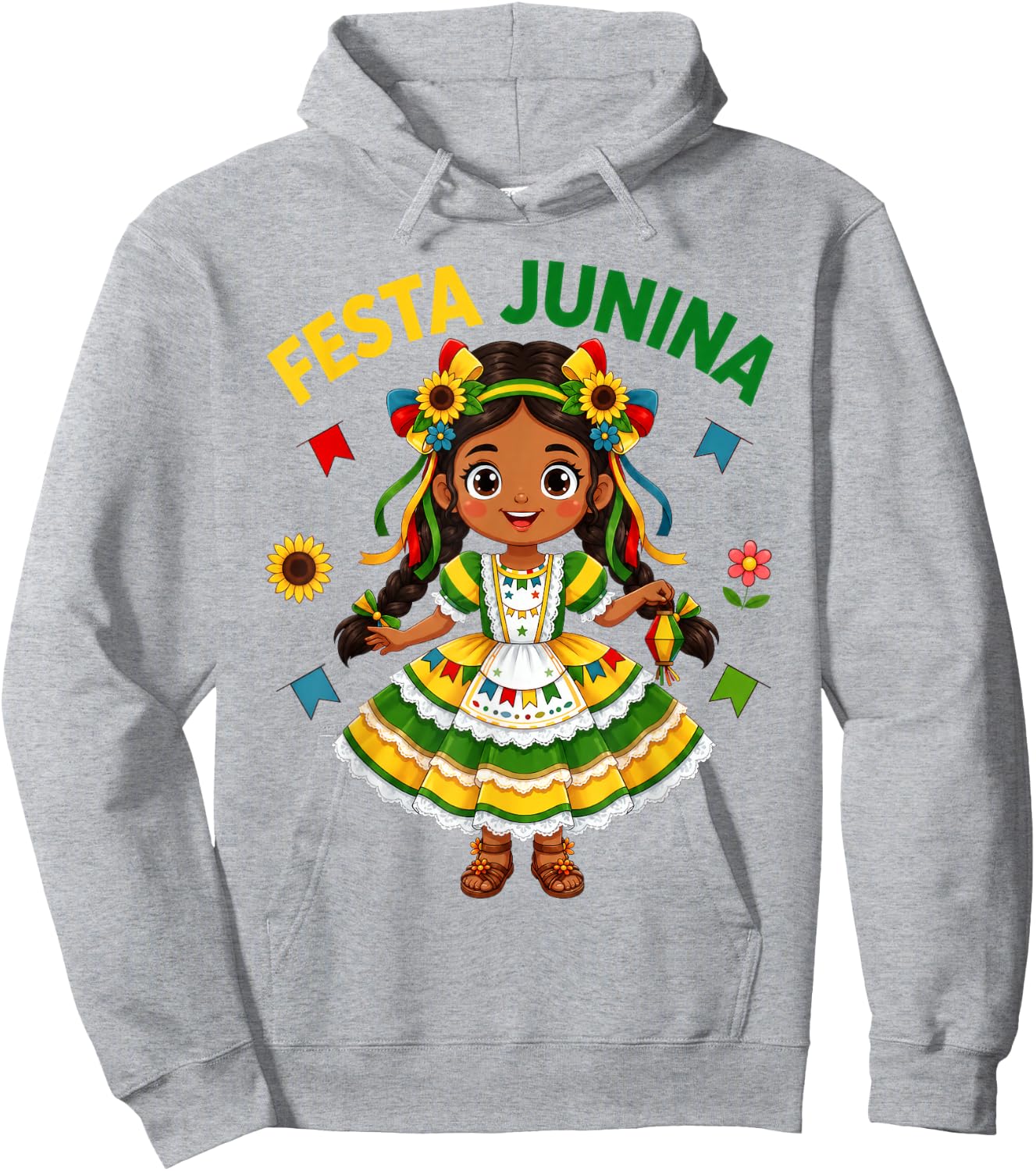 Cute Brazilian Girl Traditional Folk Dress Kids Festa Junina Hoodie - Hoodie | Ash