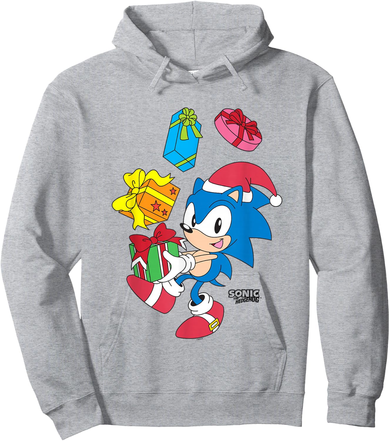 Sonic The Hedgehog Christmas Sonic Juggling Presents Hoodie - Hoodie | Ash