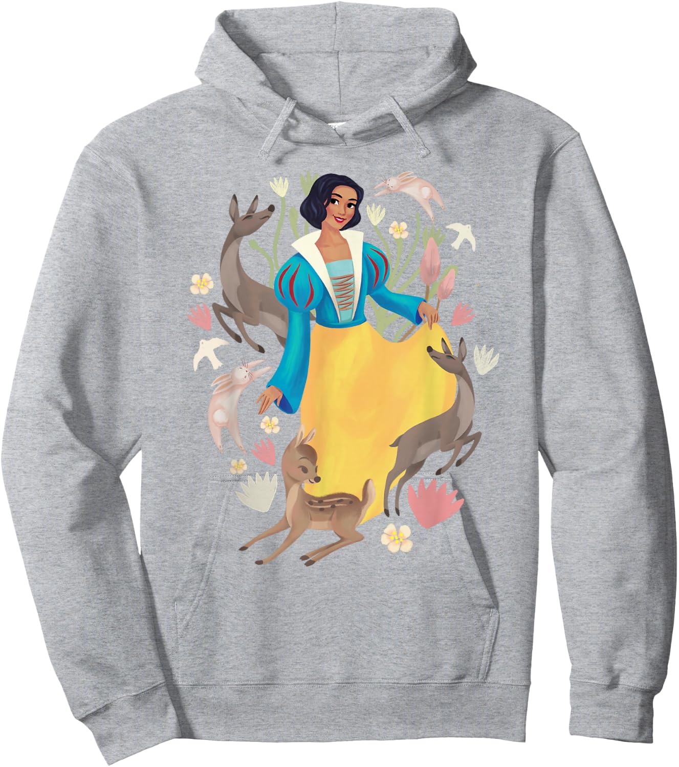 Disney Snow White Posing Among Bunnies And Deer Portrait Hoodie - Hoodie | Ash
