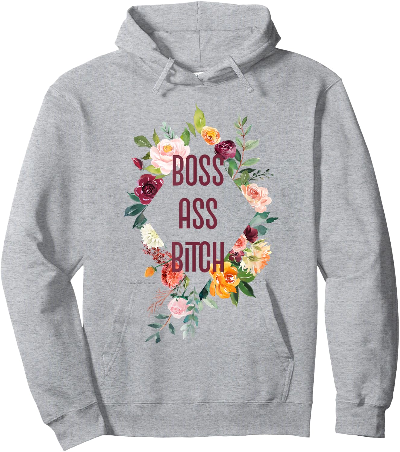 Boss Ass Bitch - Shirt with Sayings Hoodie - Hoodie | Ash