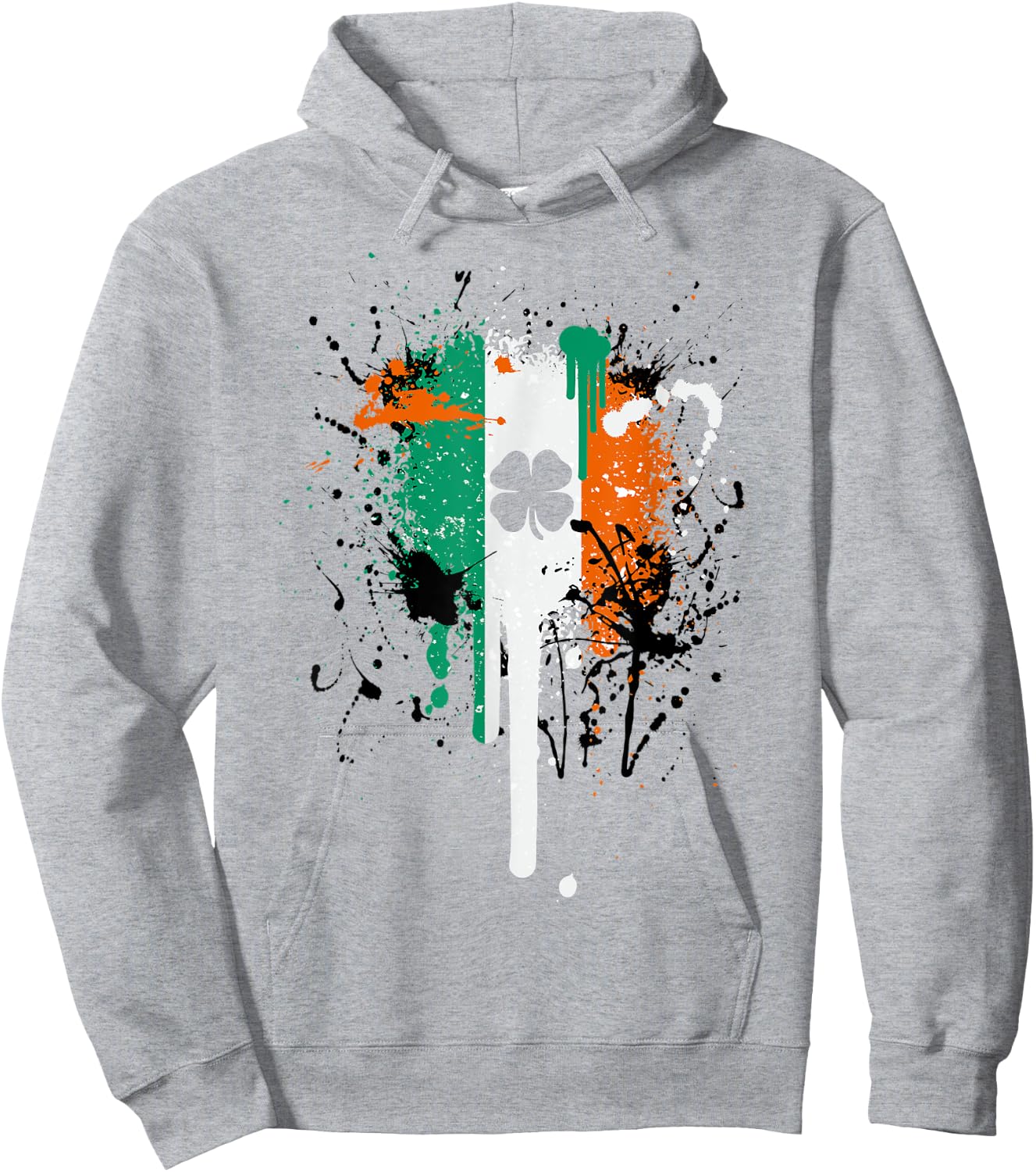 Paintsplash Irish Flag Shirt Ireland Flag Clover Eire , Green Hoodie - Hoodie | Ash