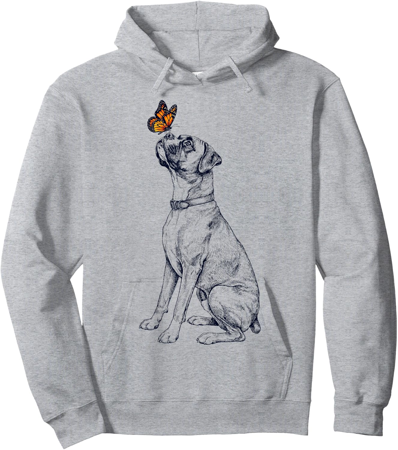 Vintage Boxer Dog with Butterfly Lover Hoodie - Hoodie | Ash