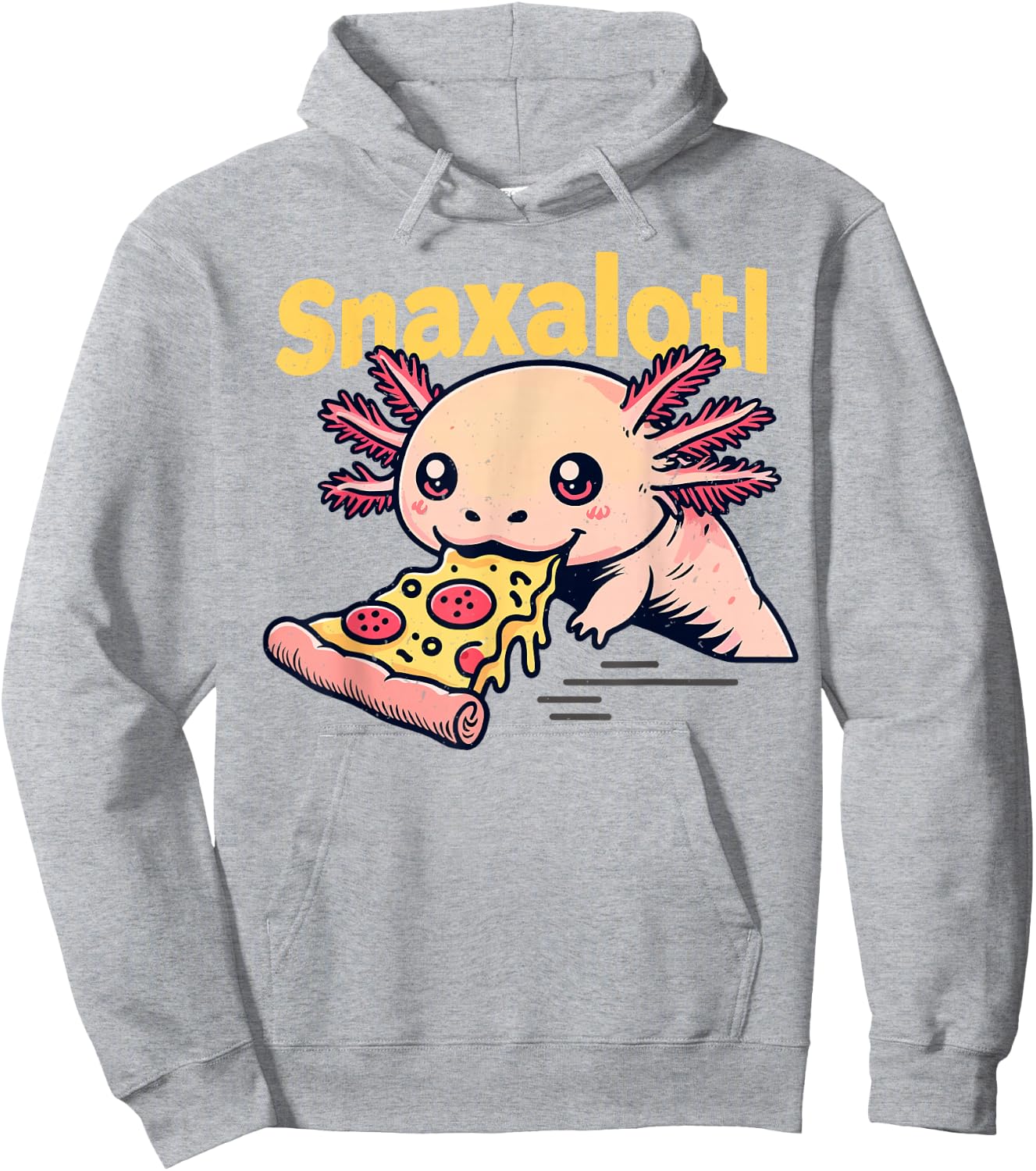 Snaxalotl Funny Axolotl Eating Pizza Snacks Lovers Boys Girl Hoodie - Hoodie | Ash