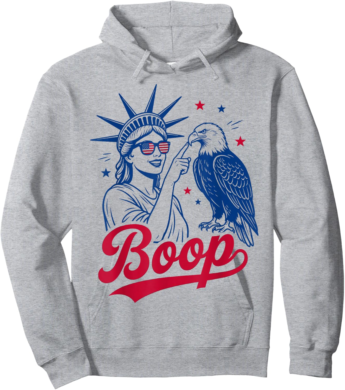 Boop Eagle Vintage USA Retro 4th July Statue of Liberty Hoodie - Hoodie | Ash