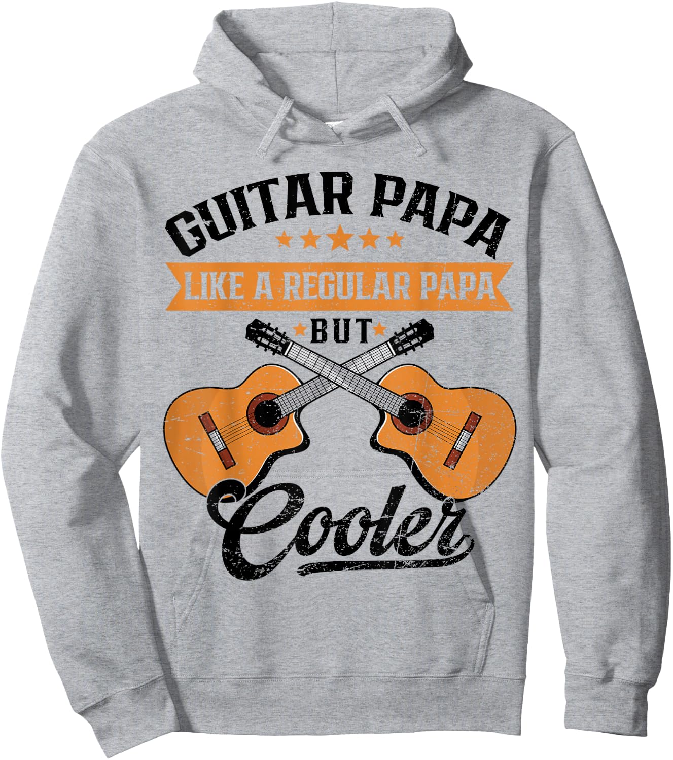 Proud Guitar Papa Like Regular But Cooler Retro Father's Day Hoodie - Hoodie | Ash