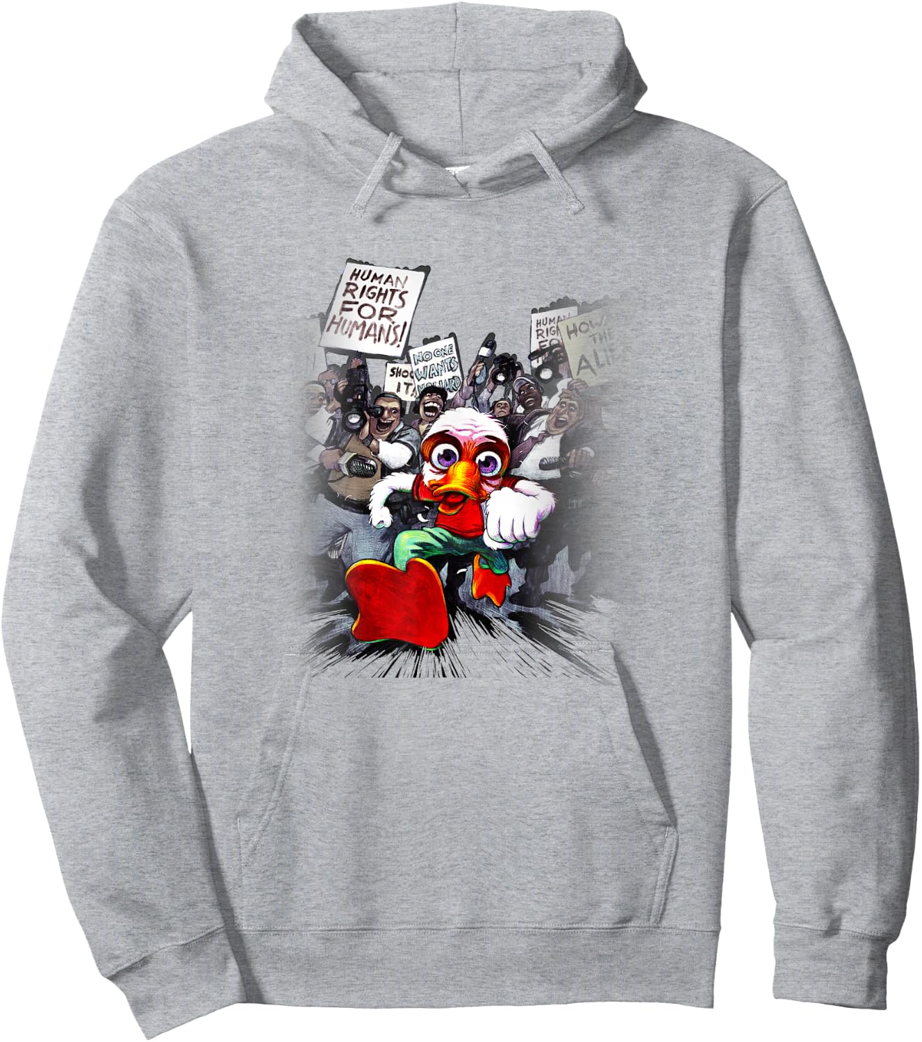 Marvel Comics Retro Classic Howard The Duck Escaping Crowd Hoodie - Hoodie | Ash