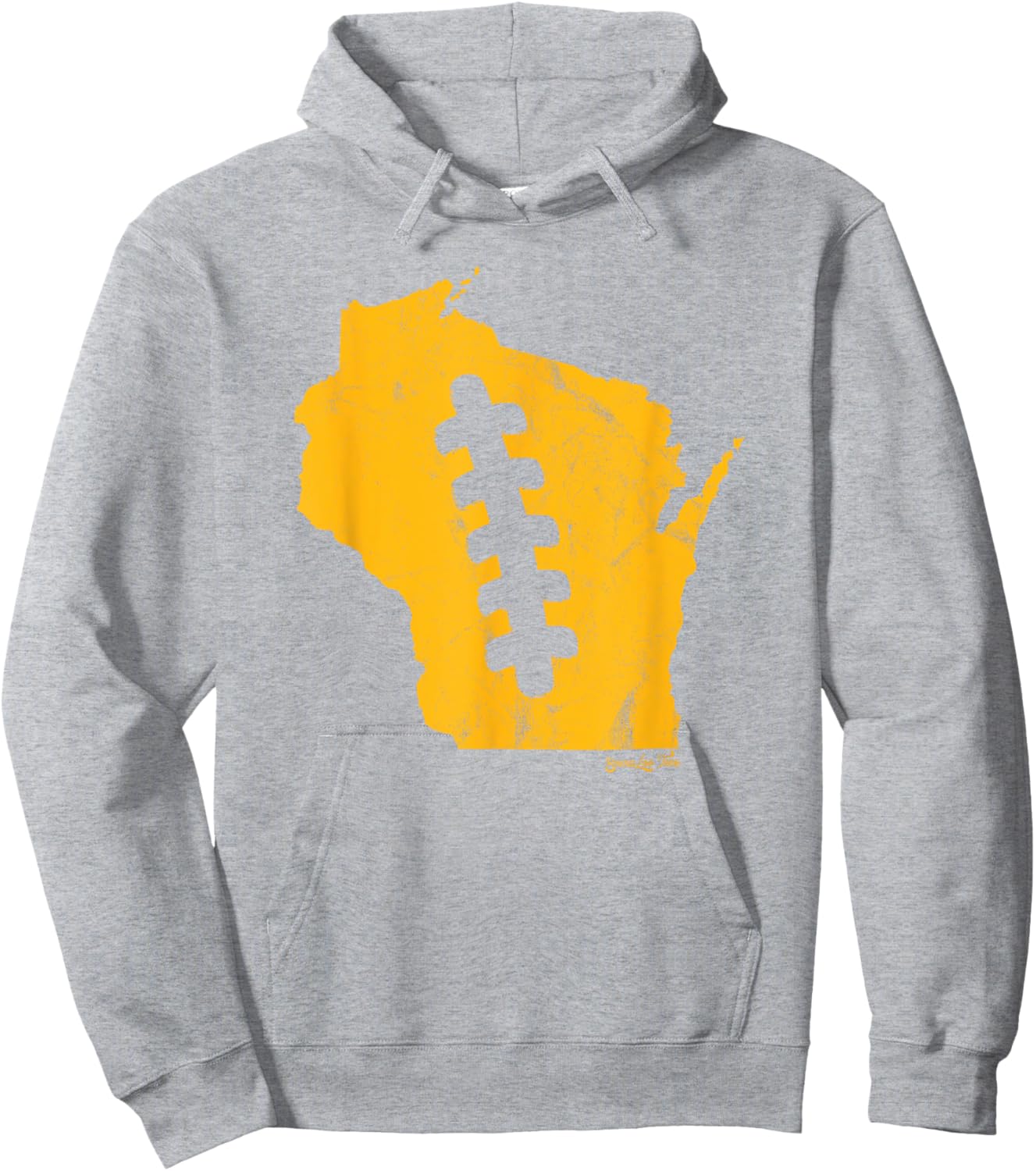 Wisconsin outline football laces Green Bay Football Shirt Hoodie - Hoodie | Ash