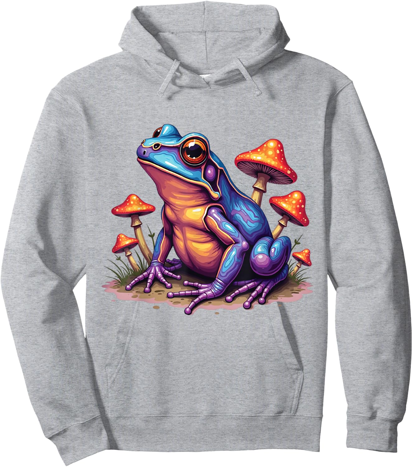 Toad Frog with Psychedelic Mushrooms Trippy Illustration , white, S Hoodie - Hoodie | Ash