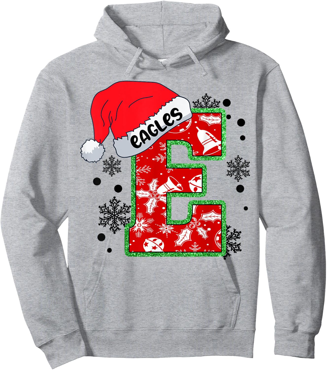 Christmas Mascot Santa Hat Xmas Eagles Hoodie - Hoodie | Ash