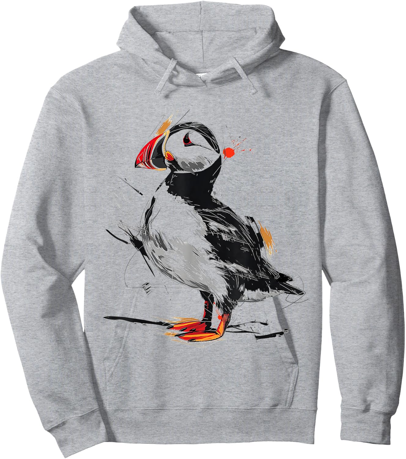 Puffin Animal Print Graphic Drawing Illustration Abstract Puffin , white, S Hoodie - Hoodie | Ash