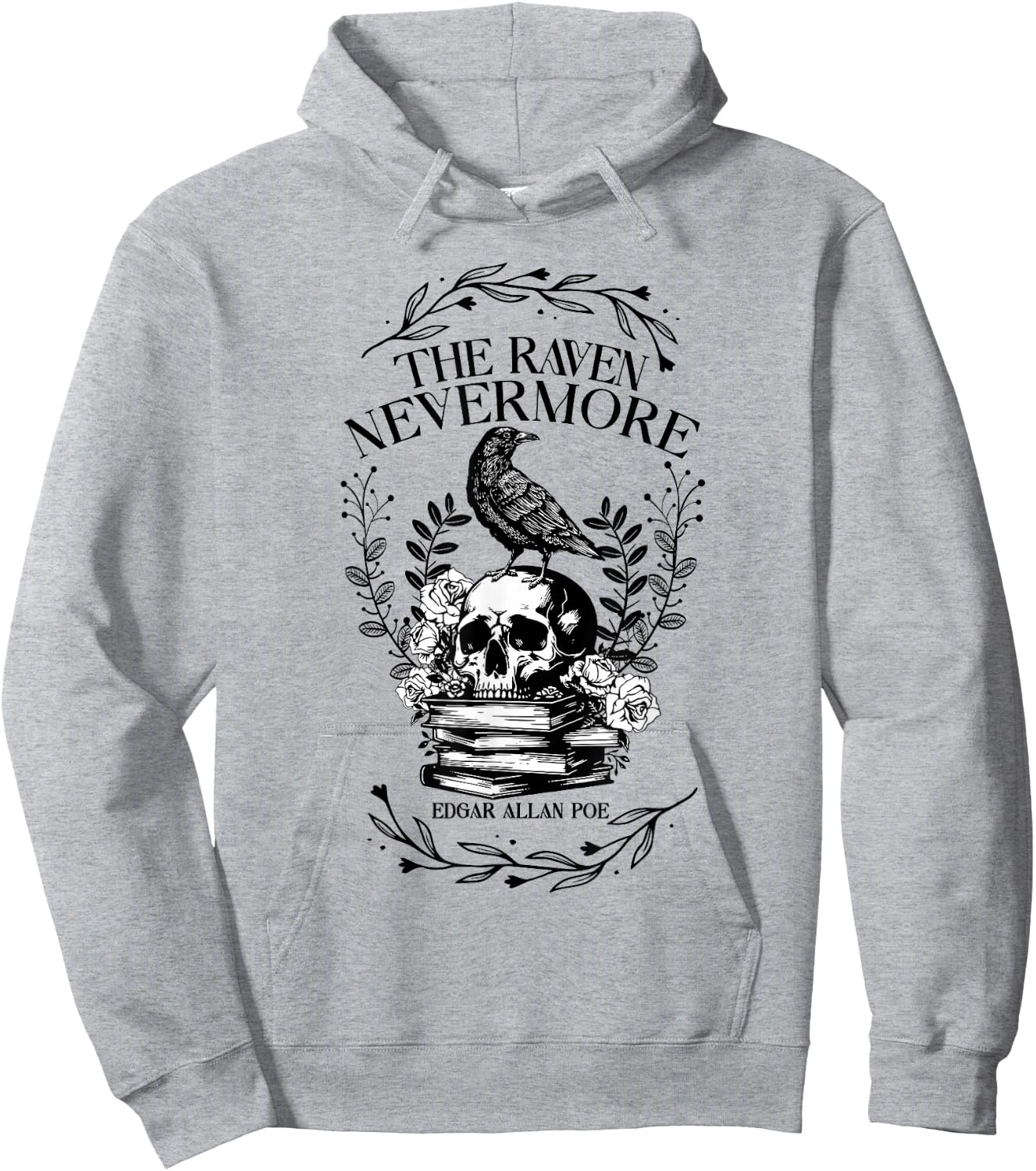 Vintage The Raven Nevermore by Edgar Allan Poe Hoodie - Hoodie | Ash
