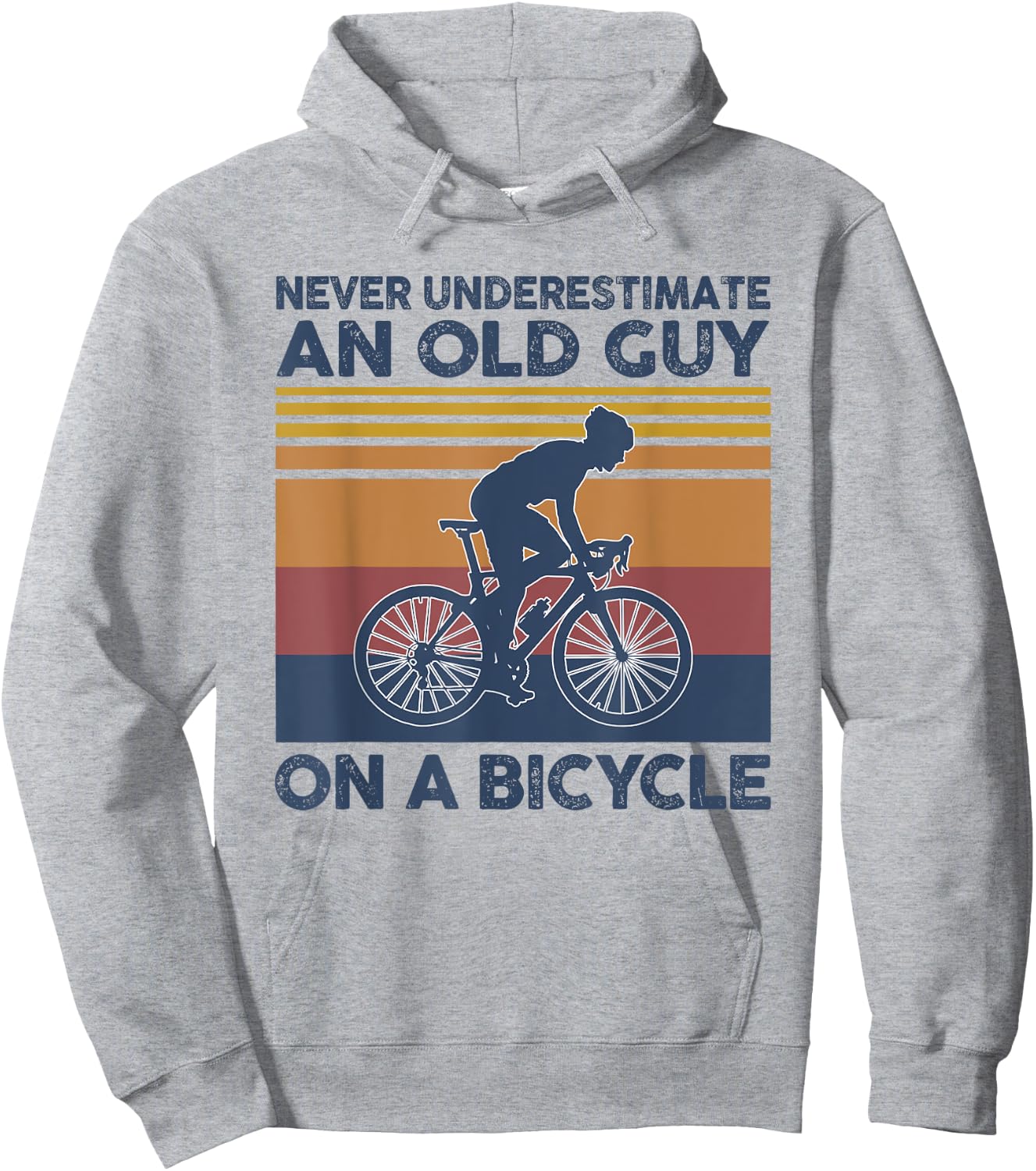 Never Underestimate An Old Guy On A Bicycle Vintage Cycling Hoodie - Hoodie | Ash