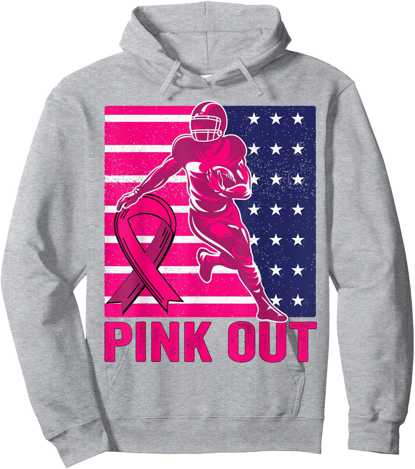Pink Out Breast Cancer Awareness Football Breast Cancer Hoodie - Hoodie | Ash
