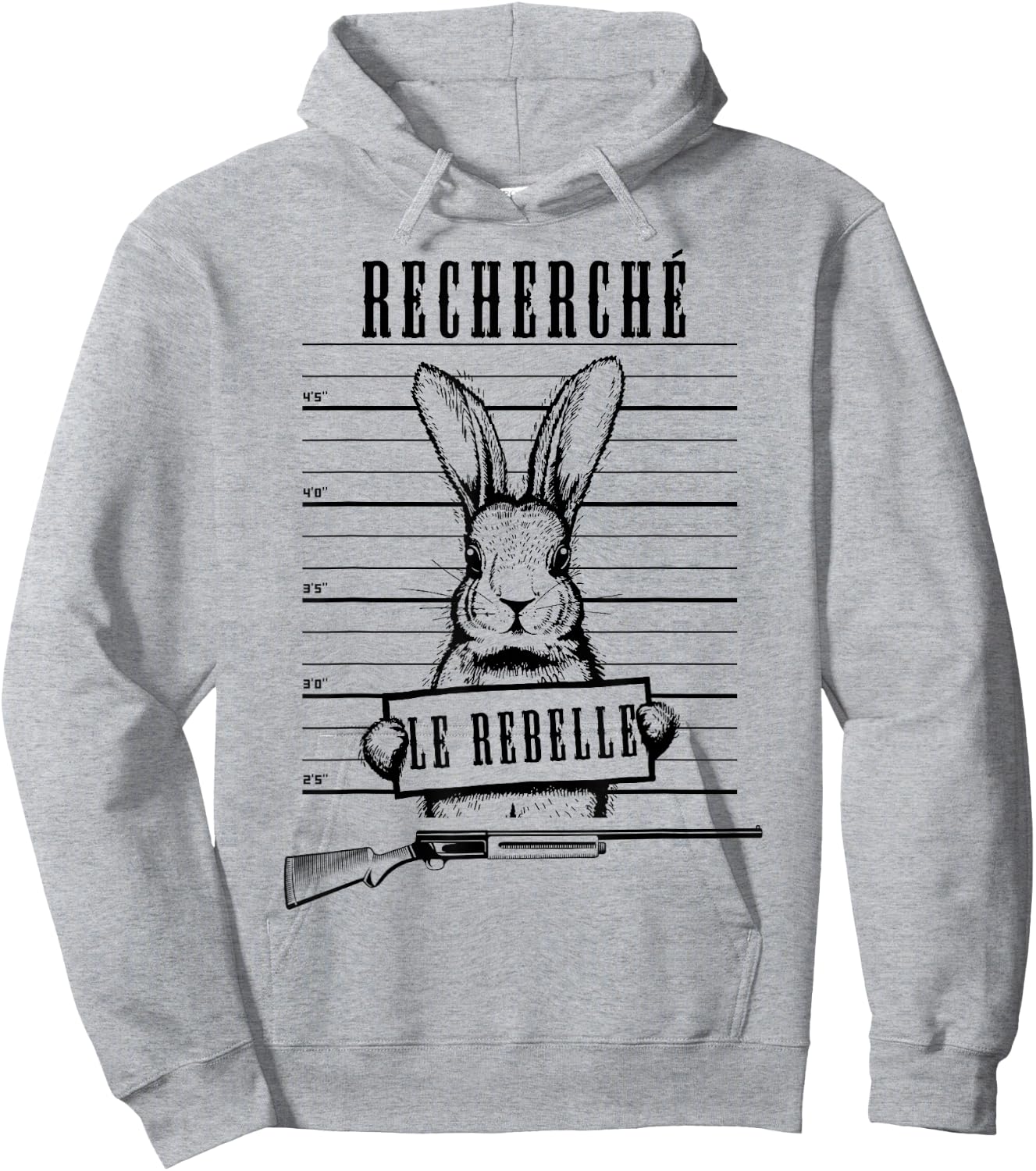 Man Rabbit Hunter Hare Dad Hunter Drawing Humor , white, S Hoodie - Hoodie | Ash