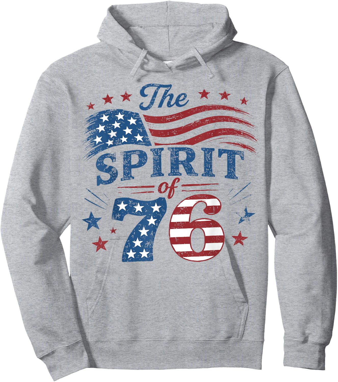 Retro The Spirit of 76 American Flag USA Fourth of July Hoodie - Hoodie | Ash