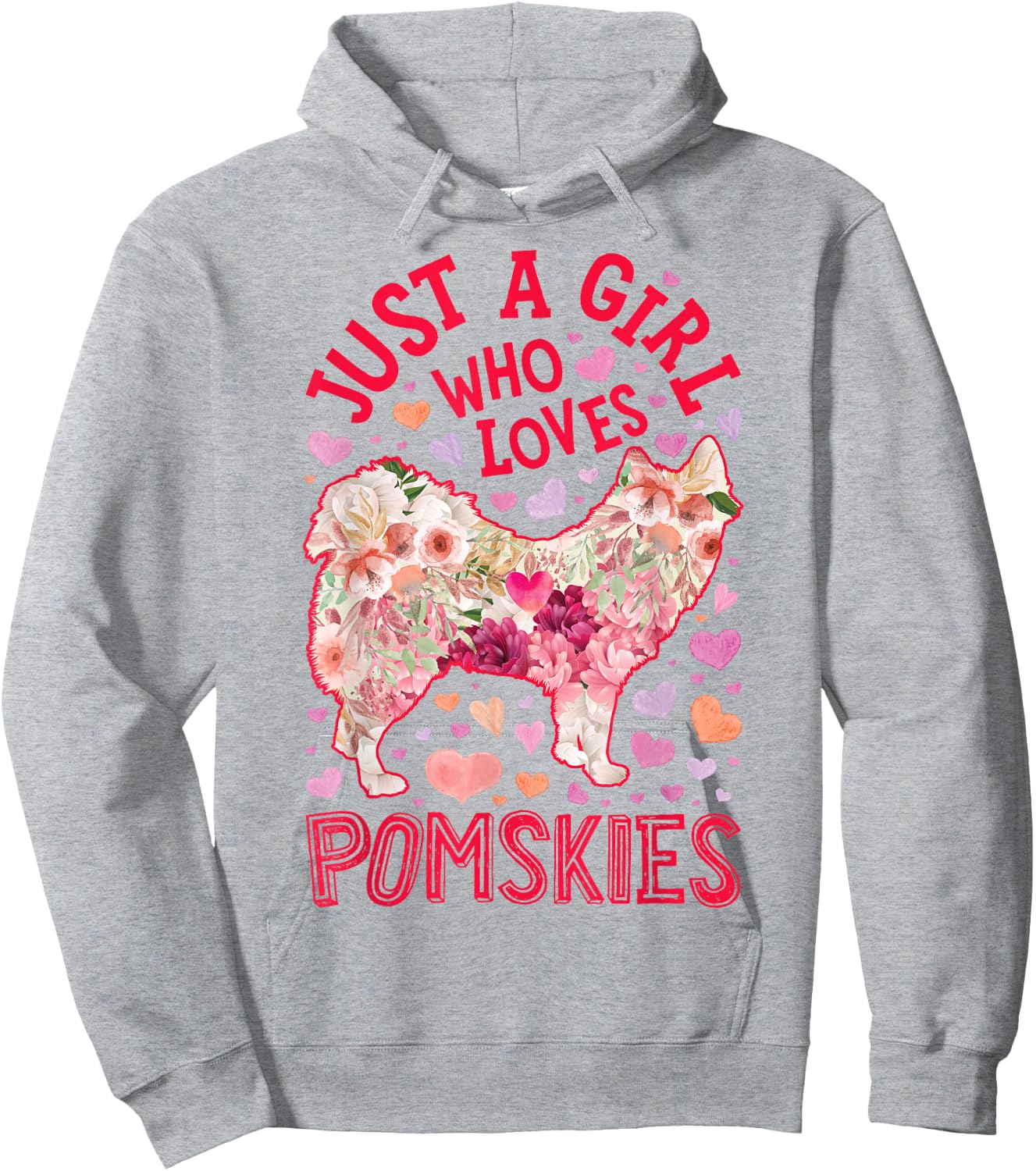 Pomsky Just A Girl Who Loves Pomskies Dog Flower Cute Floral Hoodie - Hoodie | Ash
