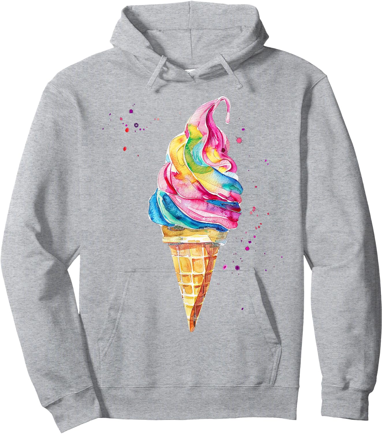 Ice Cream Watercolour , White, S Hoodie - Hoodie | Ash
