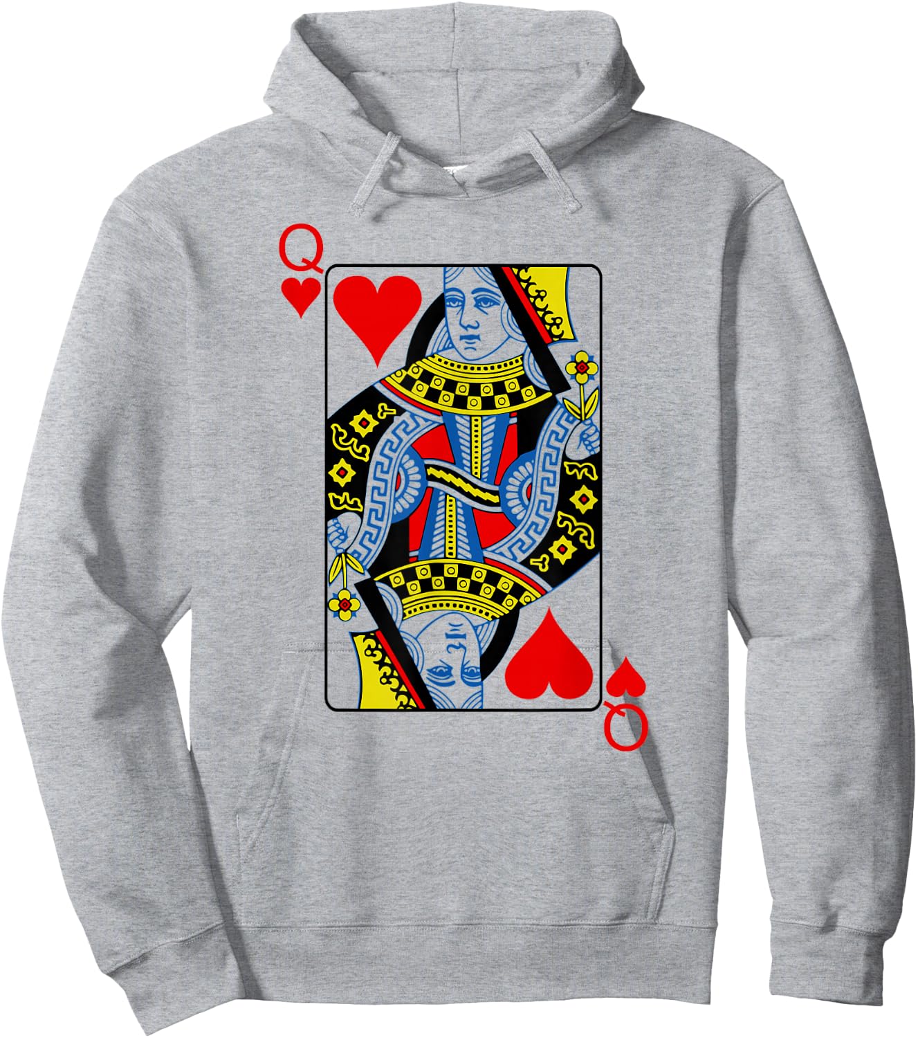 Playing Card Queen Of Hearts I Heart Lady , White, s Hoodie - Hoodie | Ash