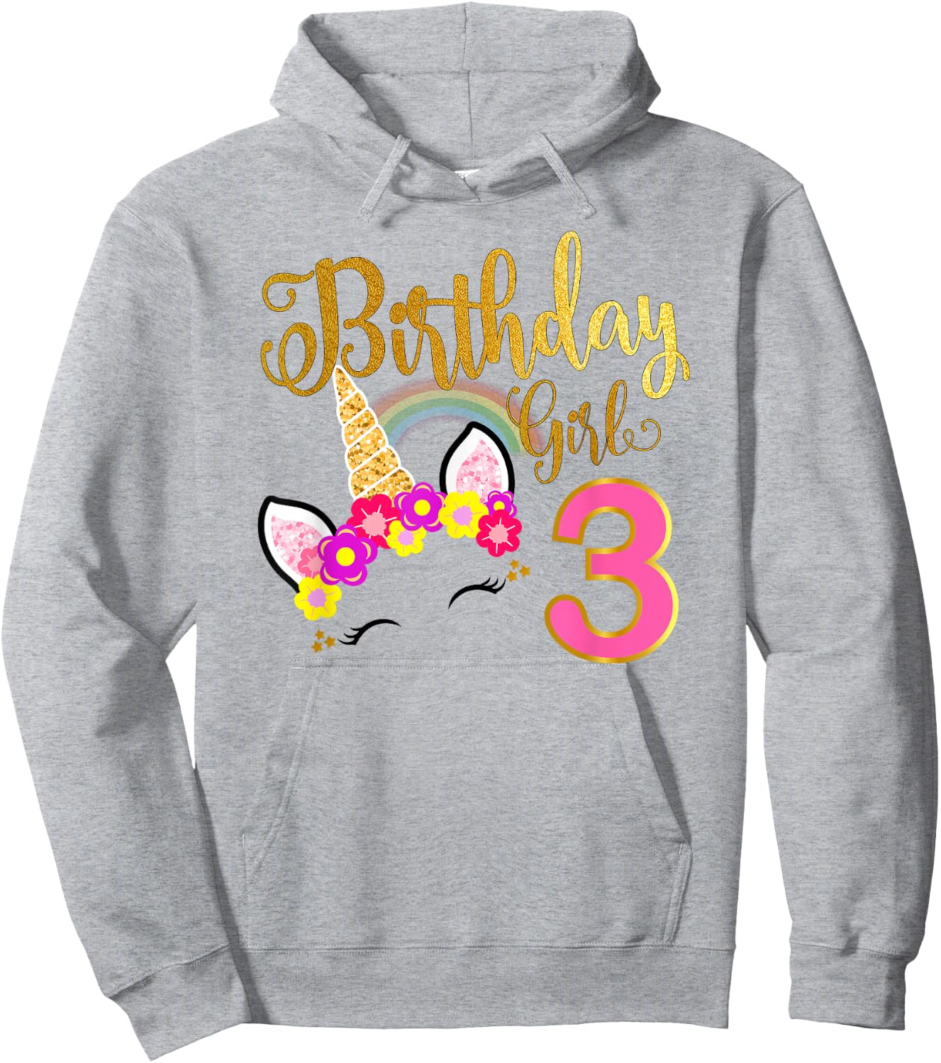 I'm 3rd the Birthday for Girl Unicorn 3 year old Birthday Hoodie - Hoodie | Ash