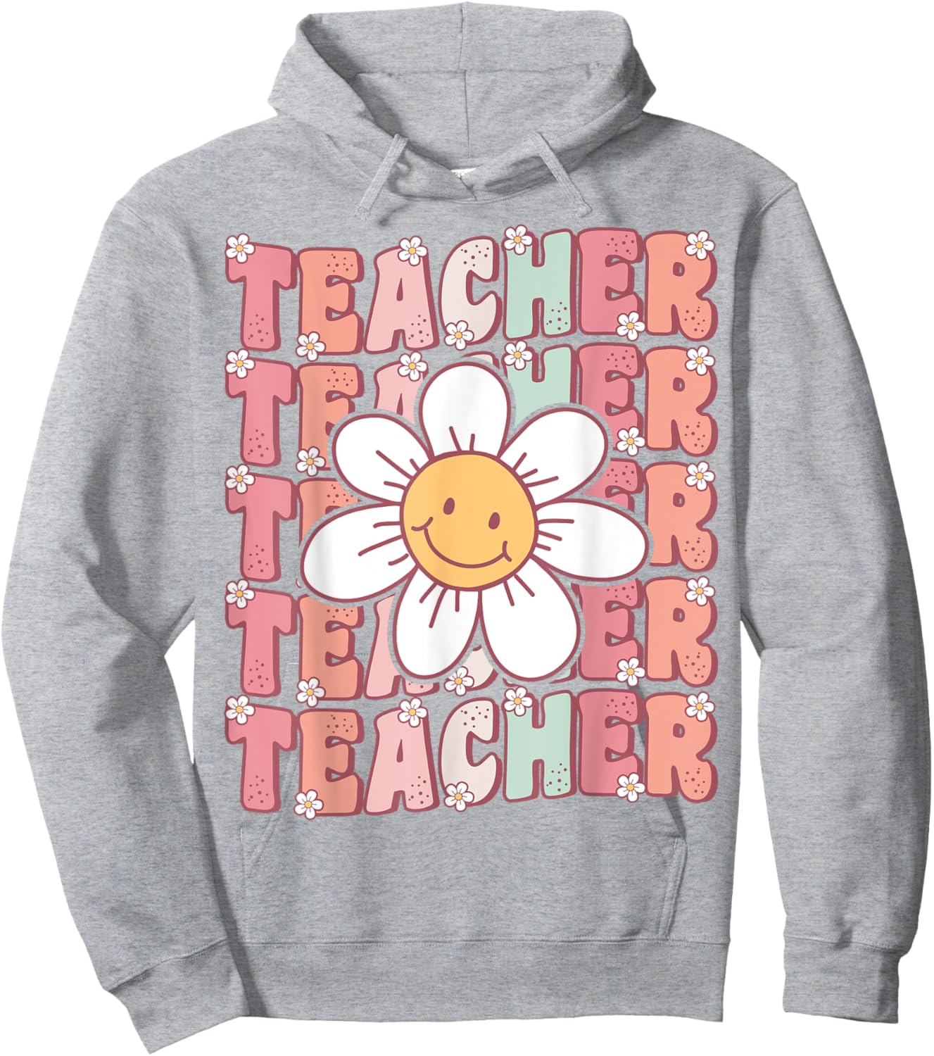 Groovy Teacher Cute 70s Daisy Flower Retro Back to School Hoodie - Hoodie | Ash