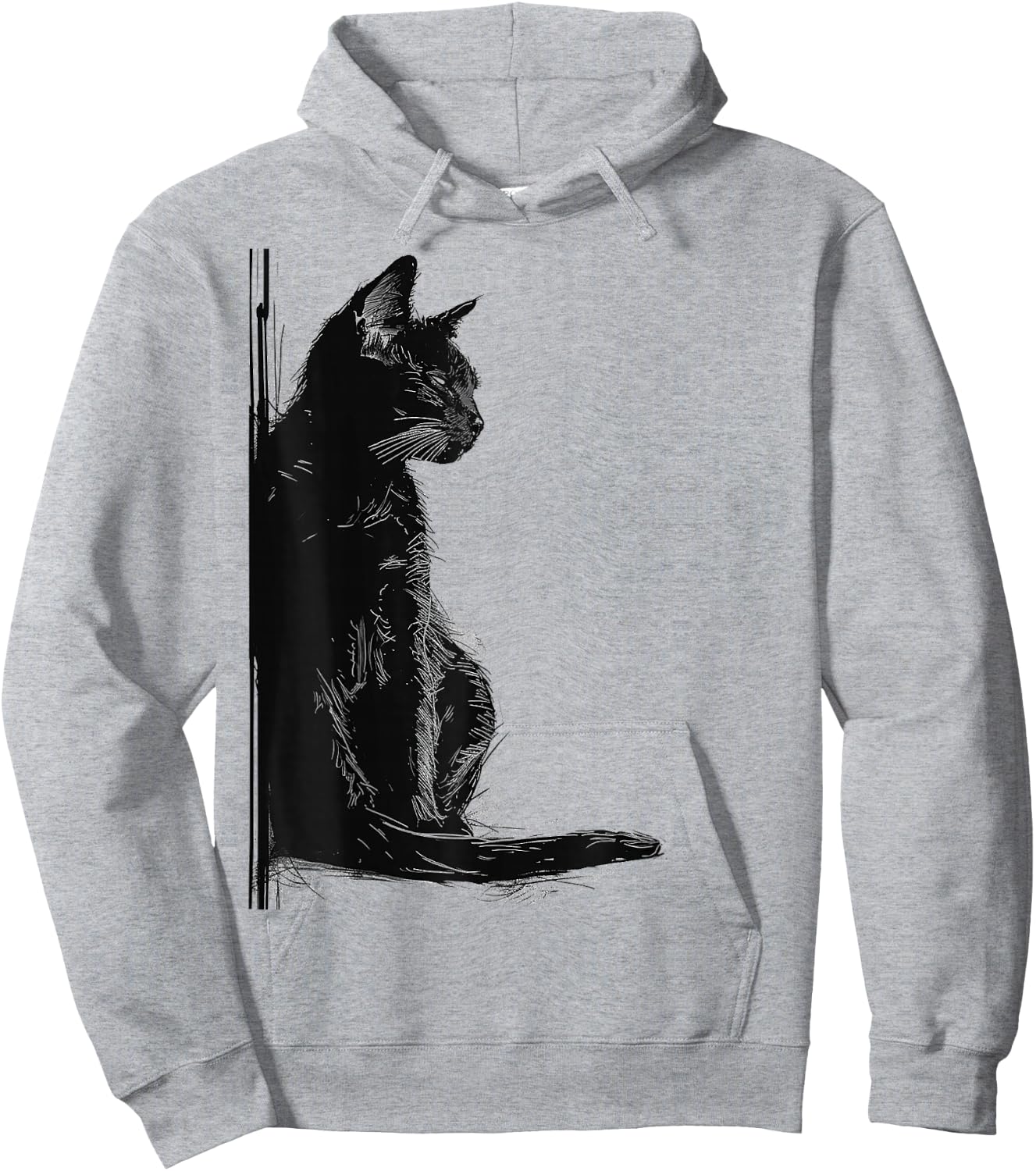 Katze Abstrakte Zeichnung Kunst Tier Illustration Grafik Katze Hoodie - Hoodie | Ash