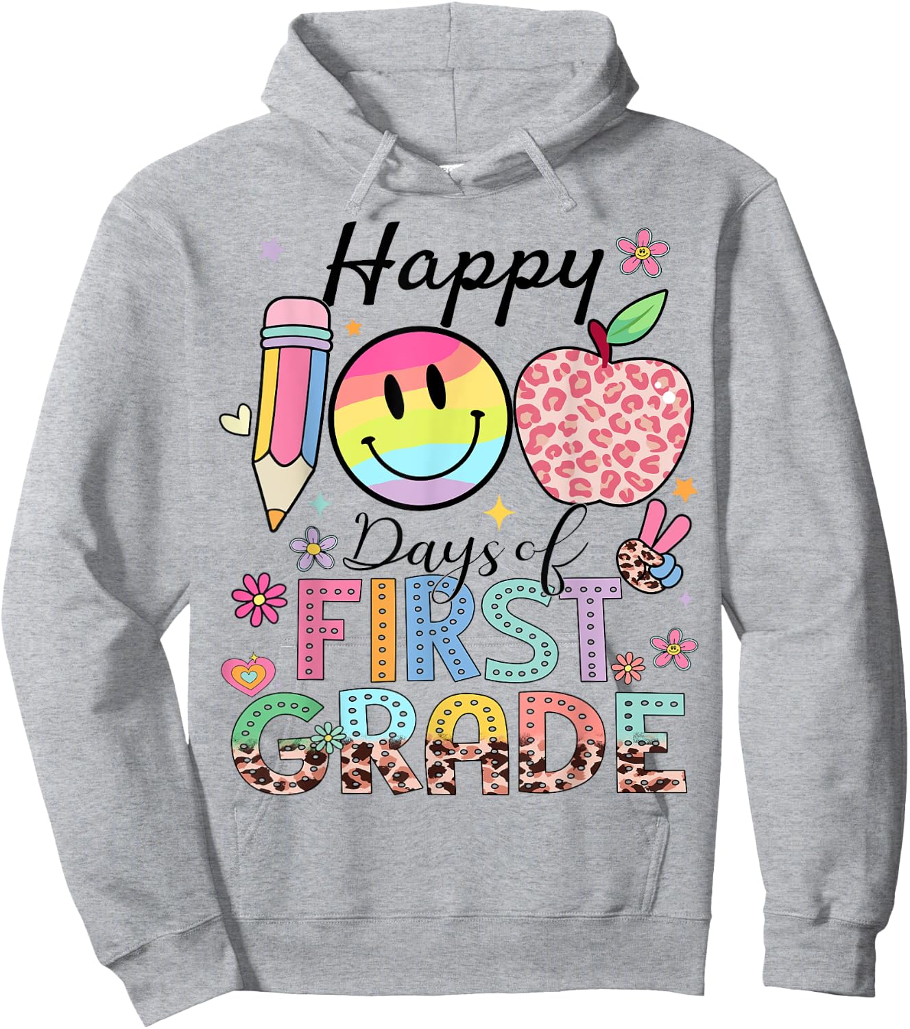 Happy 100 Days 1st Grade Kids Boys Girls 100 Days Smarter Hoodie - Hoodie | Ash