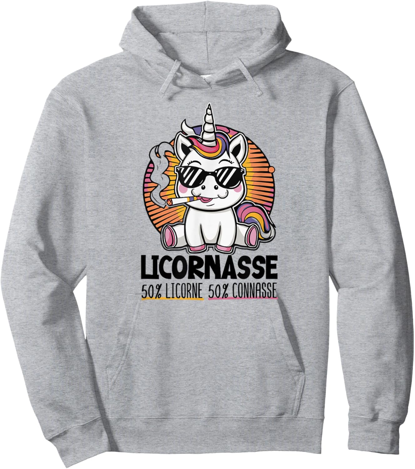 Licornasse Funny Girl Unicorn Connasse Valentine's Day , white, S Hoodie - Hoodie | Ash