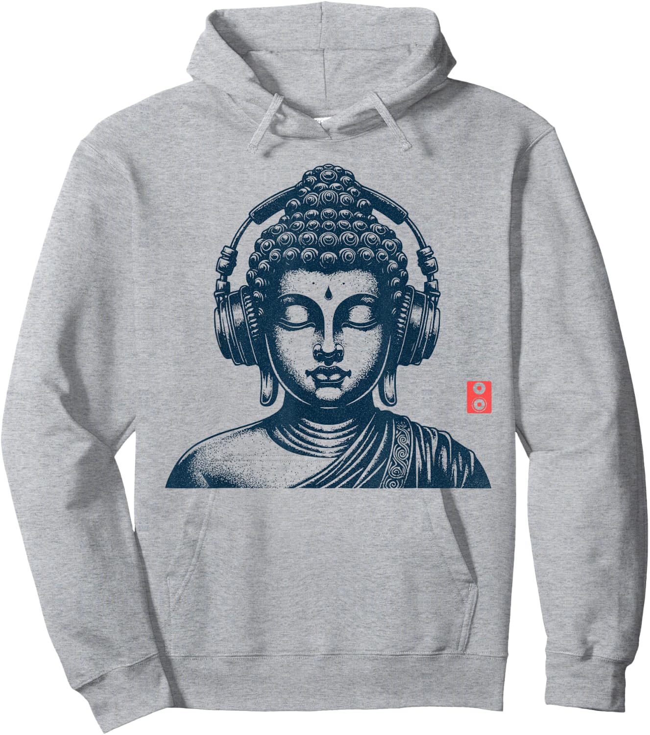 Vintage Retro Buddha with Headphones Hoodie - Hoodie | Ash