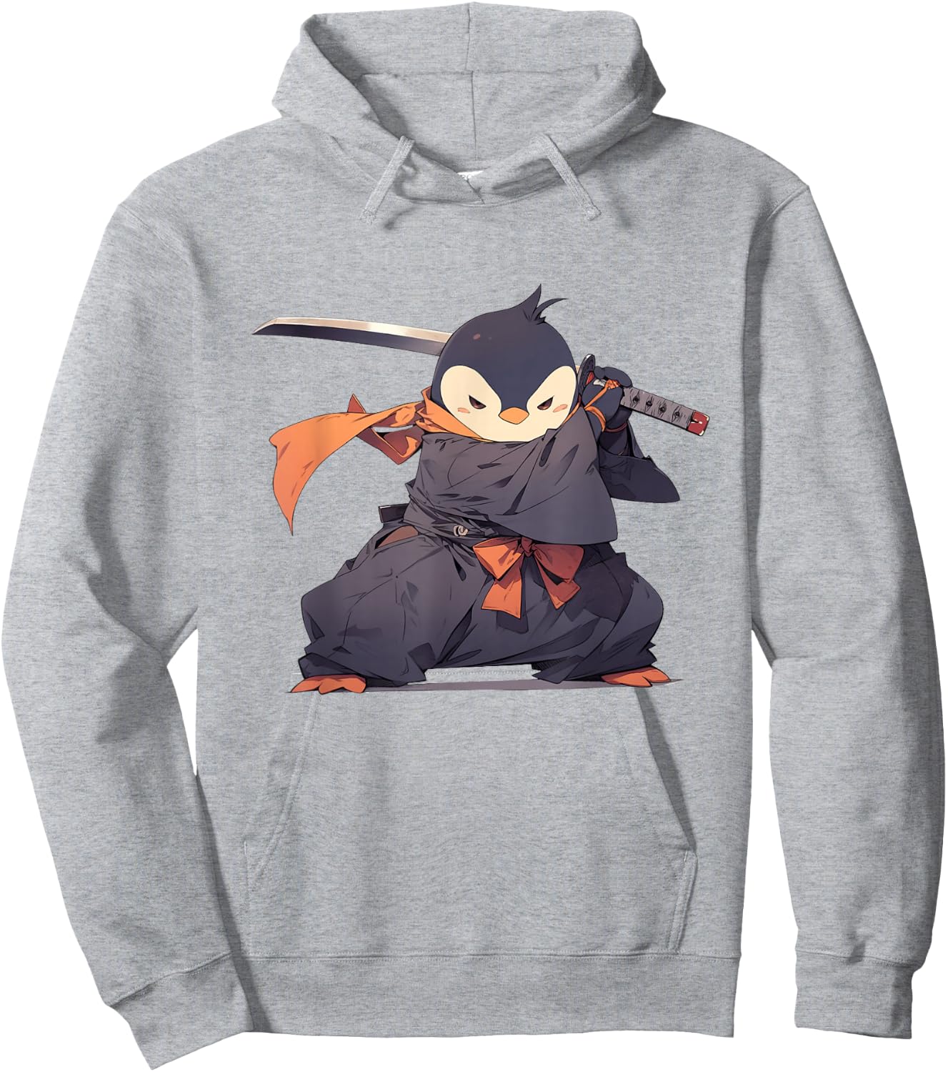 Penguin Ninja - Penguin Japanese Hoodie - Hoodie | Ash