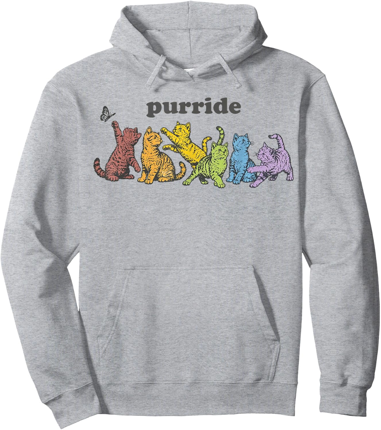 Purride Cats LGBTQ Rainbow Pride Month Pet Lover Hoodie - Hoodie | Ash