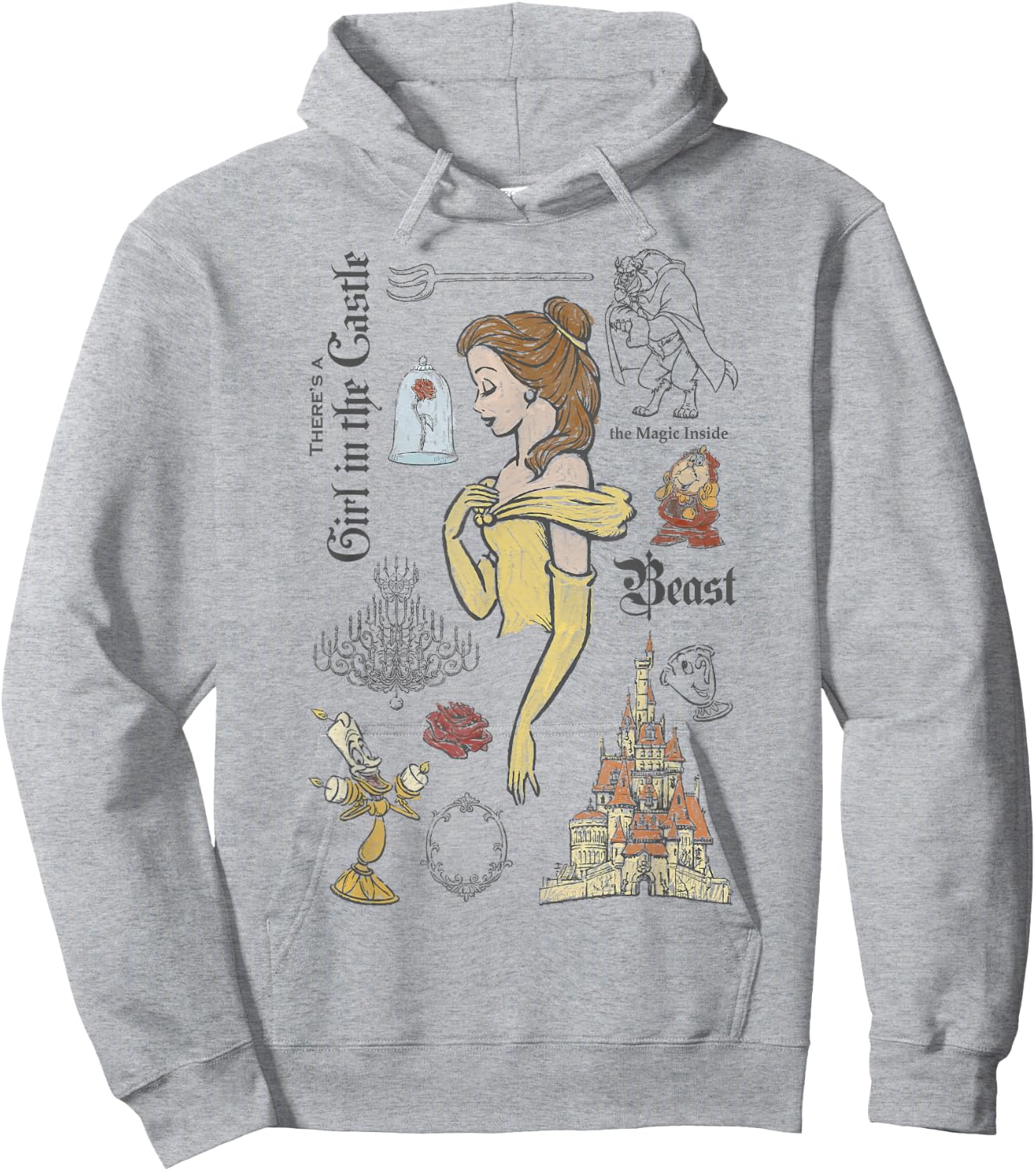 Disney Die Schöne und das Biest Charaktere Skizziertes Hoodie - Hoodie | Ash