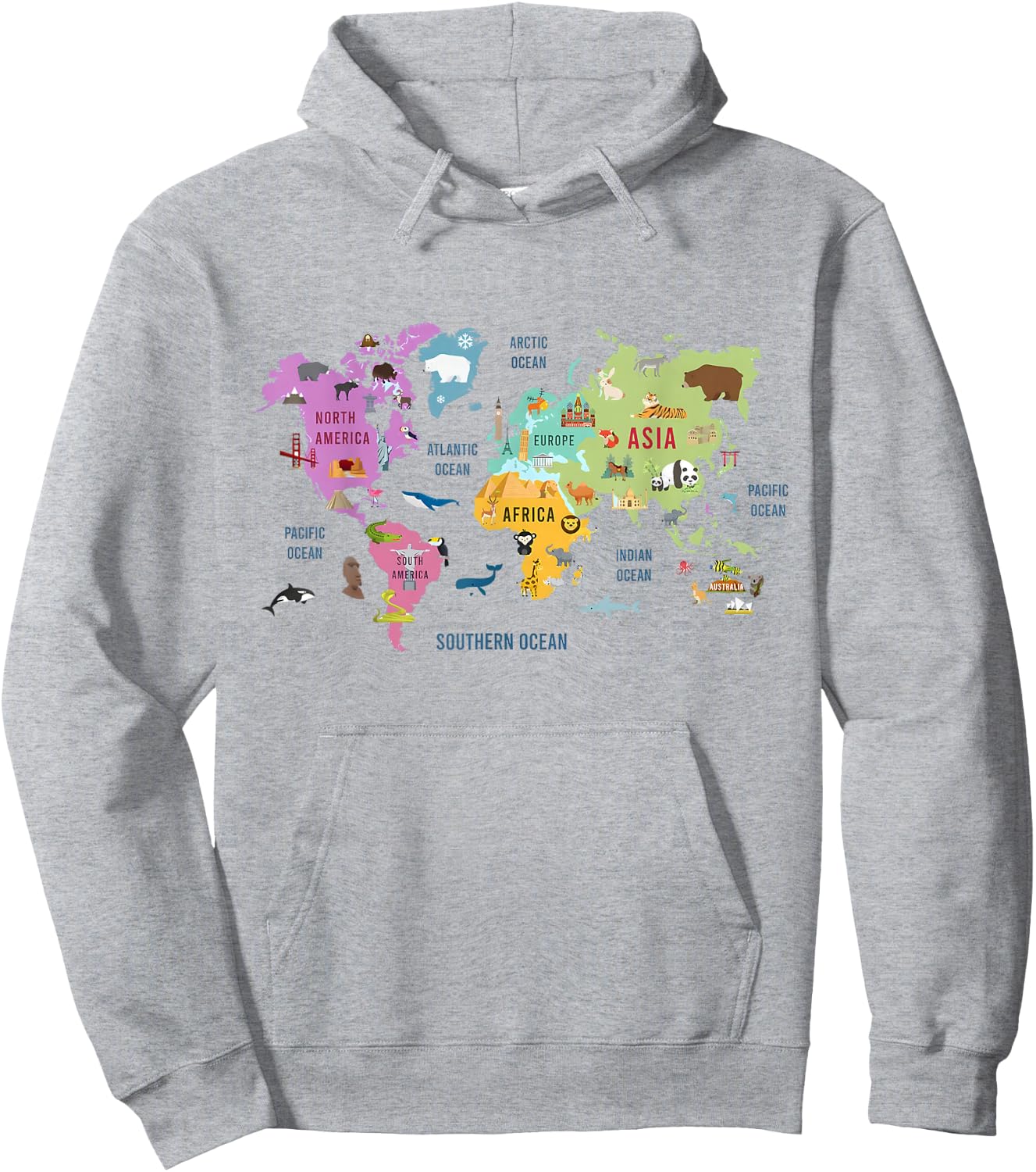 Countries Flags Girls, World maps Kids, World maps Boys. Hoodie - Hoodie | Ash
