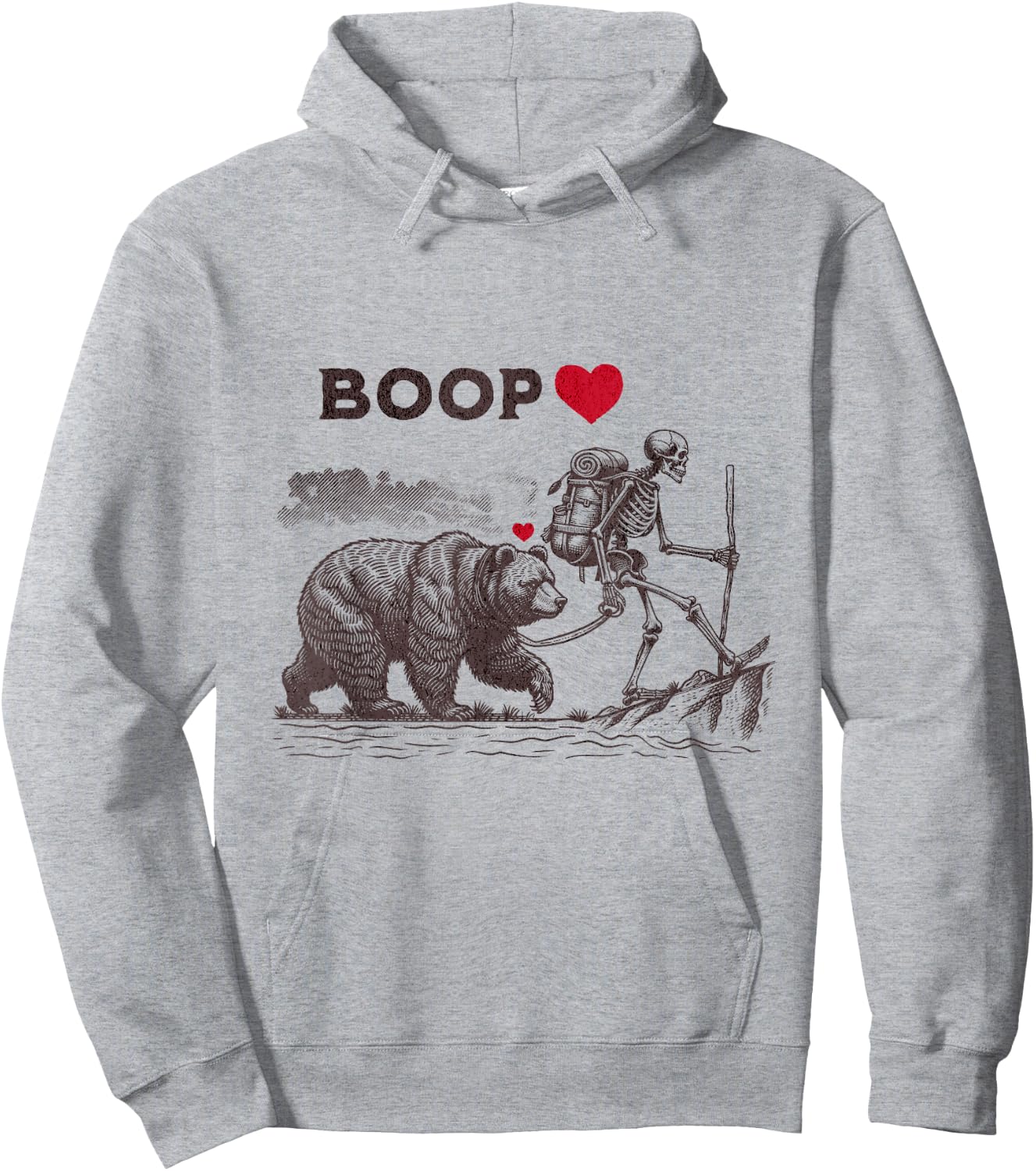 Retro Bear Skeleton Boop Bear Funny Halloween Girl Men Women Hoodie - Hoodie | Ash