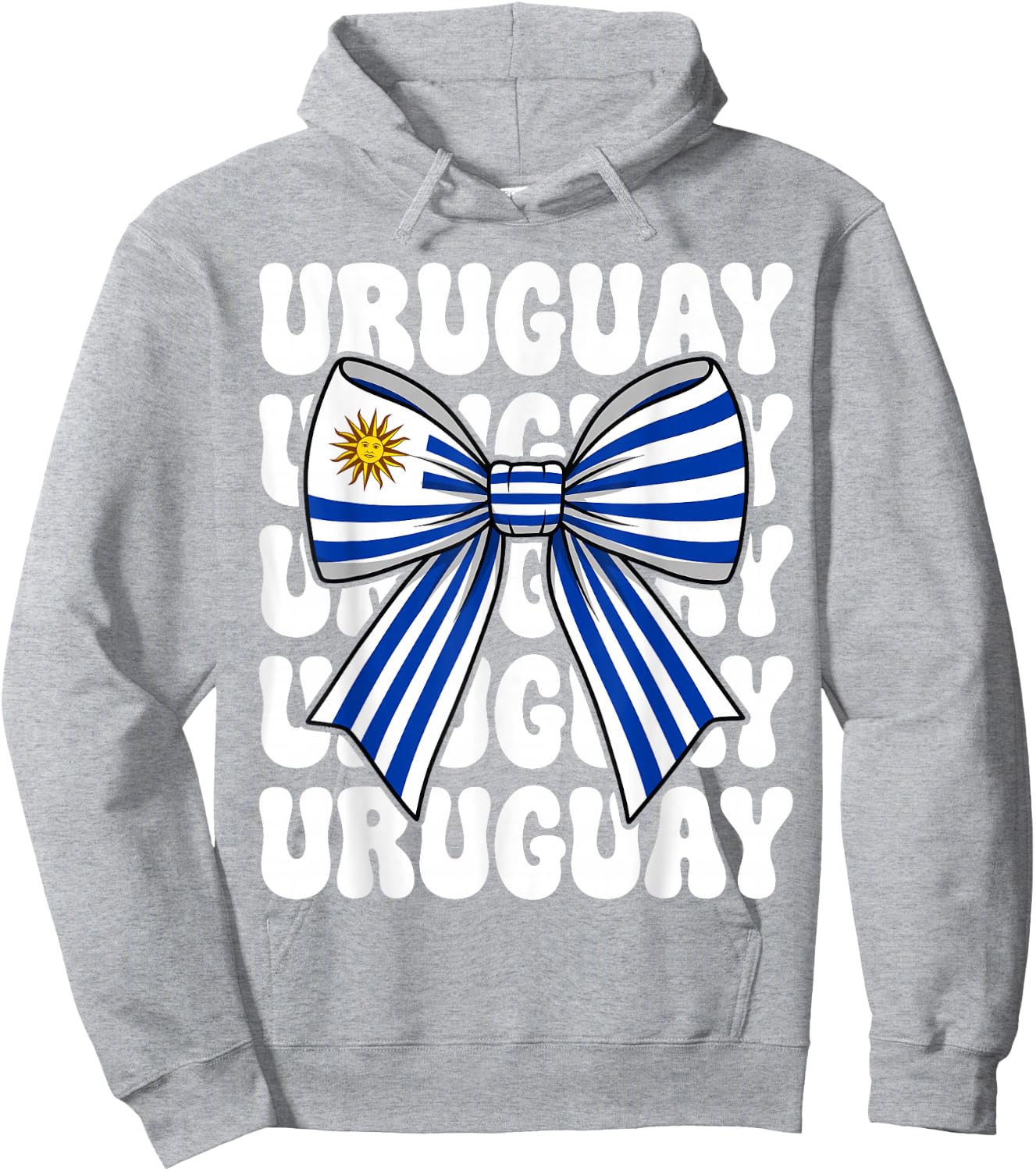 Uruguay Flag Coquette Bow Retro Uruguaya Uruguayan Girl Hoodie - Hoodie | Ash