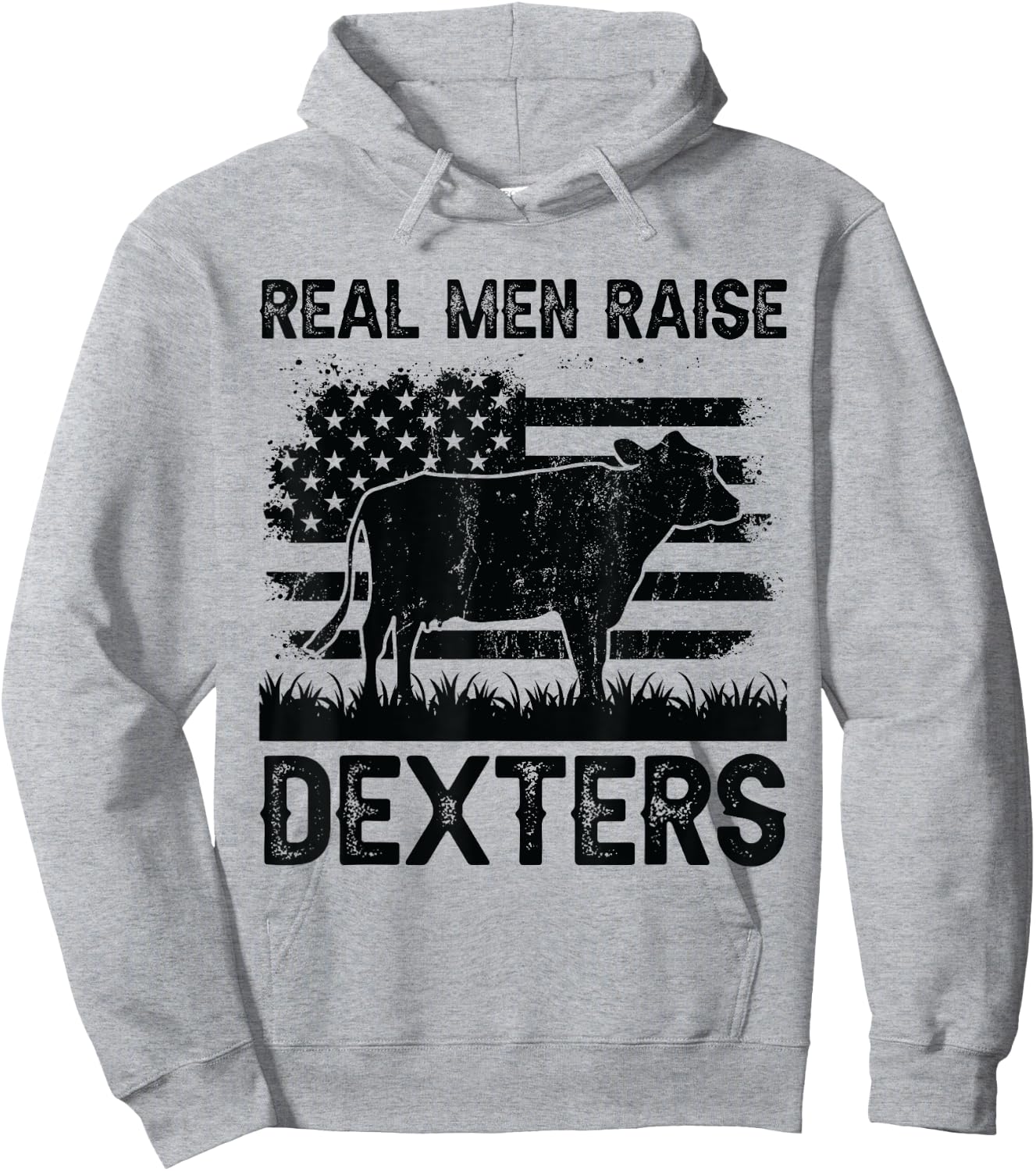 Real Men Raise Cow - Cattle Farmer Breeder Dexter Hoodie - Hoodie | Ash