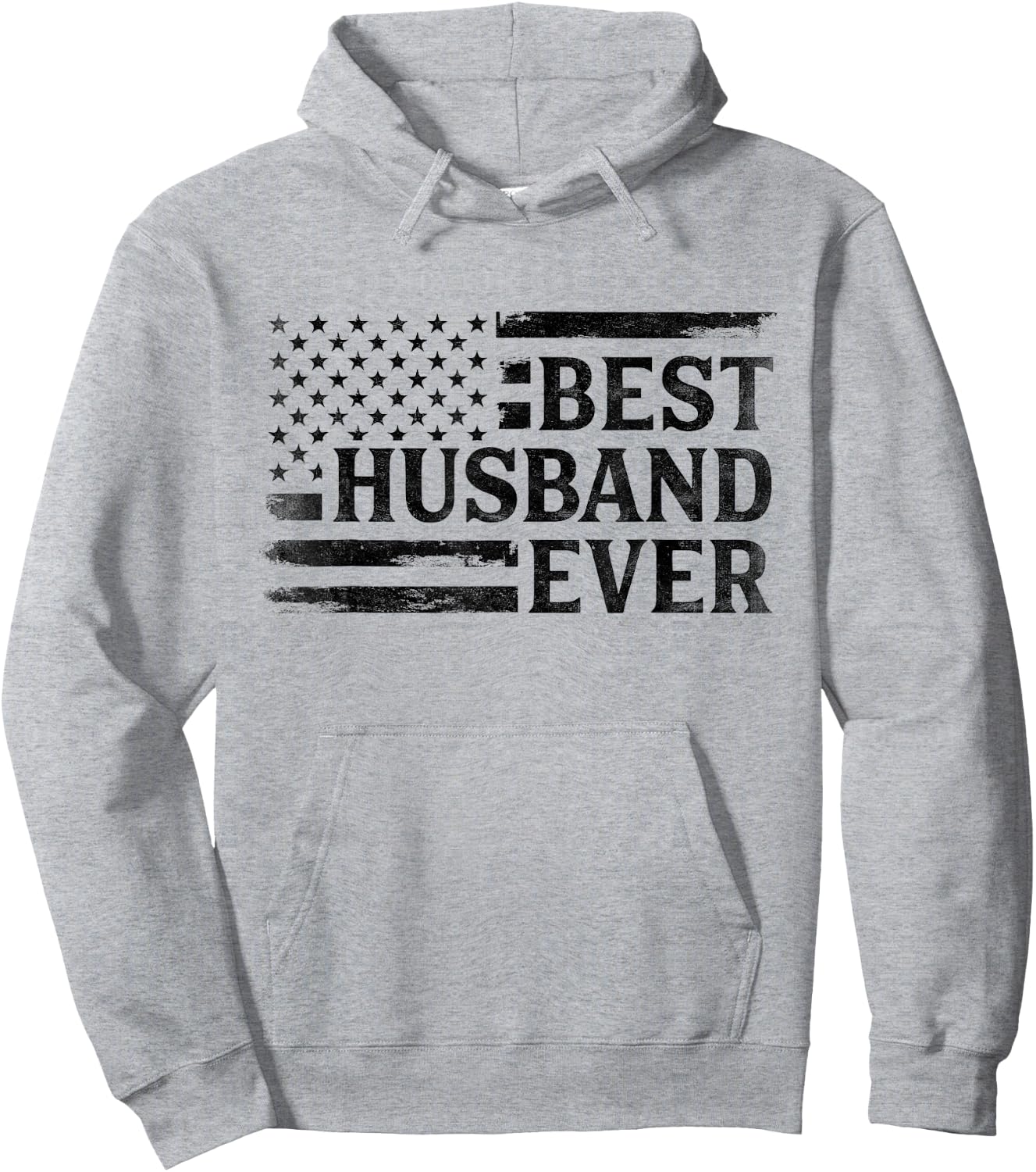 Best Husband Ever Black Vintage USA Flag Father's Day Hoodie - Hoodie | Ash
