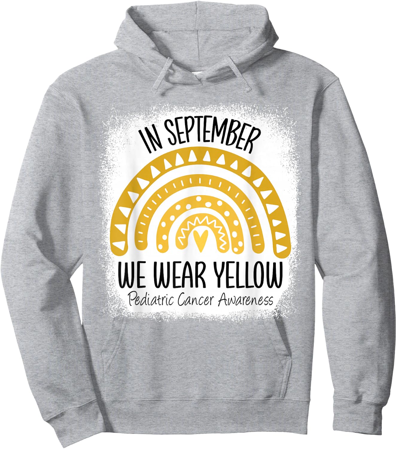Rainbow September We Wear Yellow Pediatric Cancer Awareness Hoodie - Hoodie | Ash